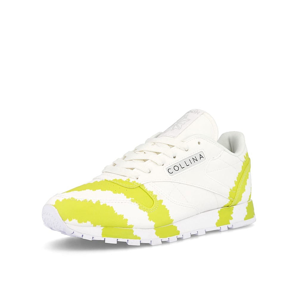 Reebok Collina Strada x Reebok Wmns Classic Leather Footwear White-Digital Blue-Acid Yellow Low Top Sneakers Detailfoto | Overkill