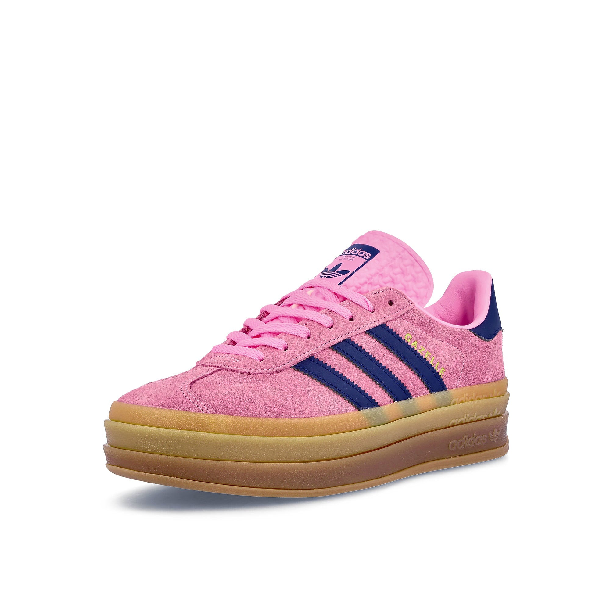 adidas Gazelle Bold W Pink Glow / Victory Blue / Gum Low Top Sneakers Close Up | Overkill