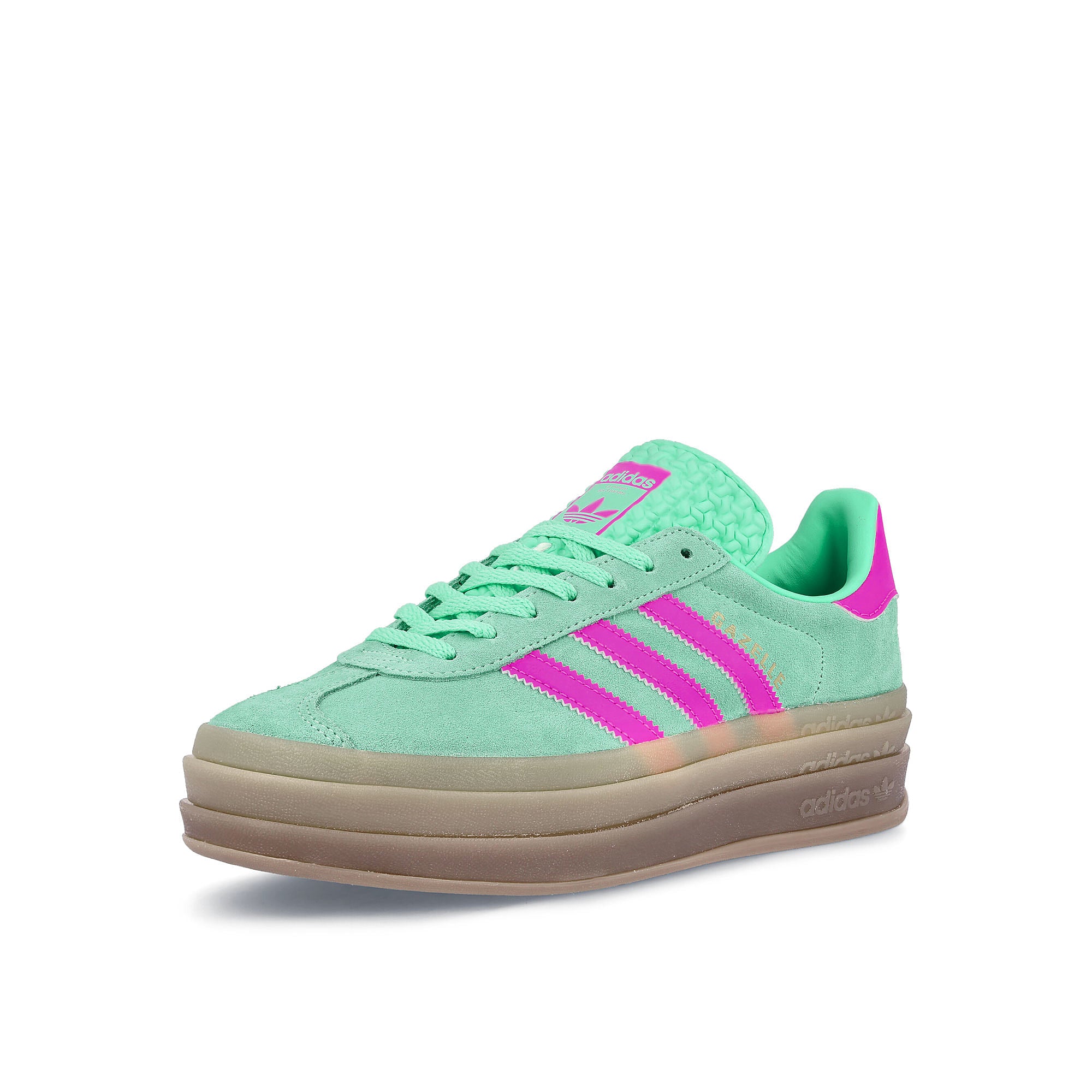 adidas Gazelle Bold W Pulse Mint / Screaming Mint / Gum Low Top Sneakers Close Up | Overkill