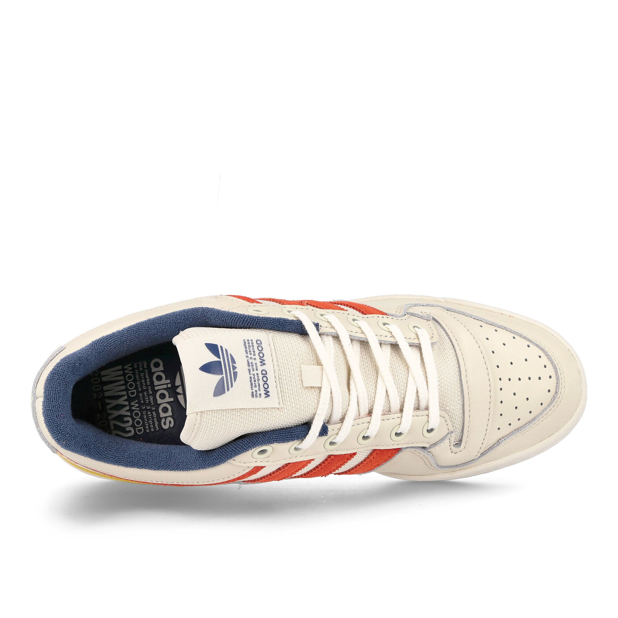 adidas WOOD WOOD x adidas Forum Low Off White-Haze Yellow-Tech Indigo Sneakers Detailfoto | Overkill