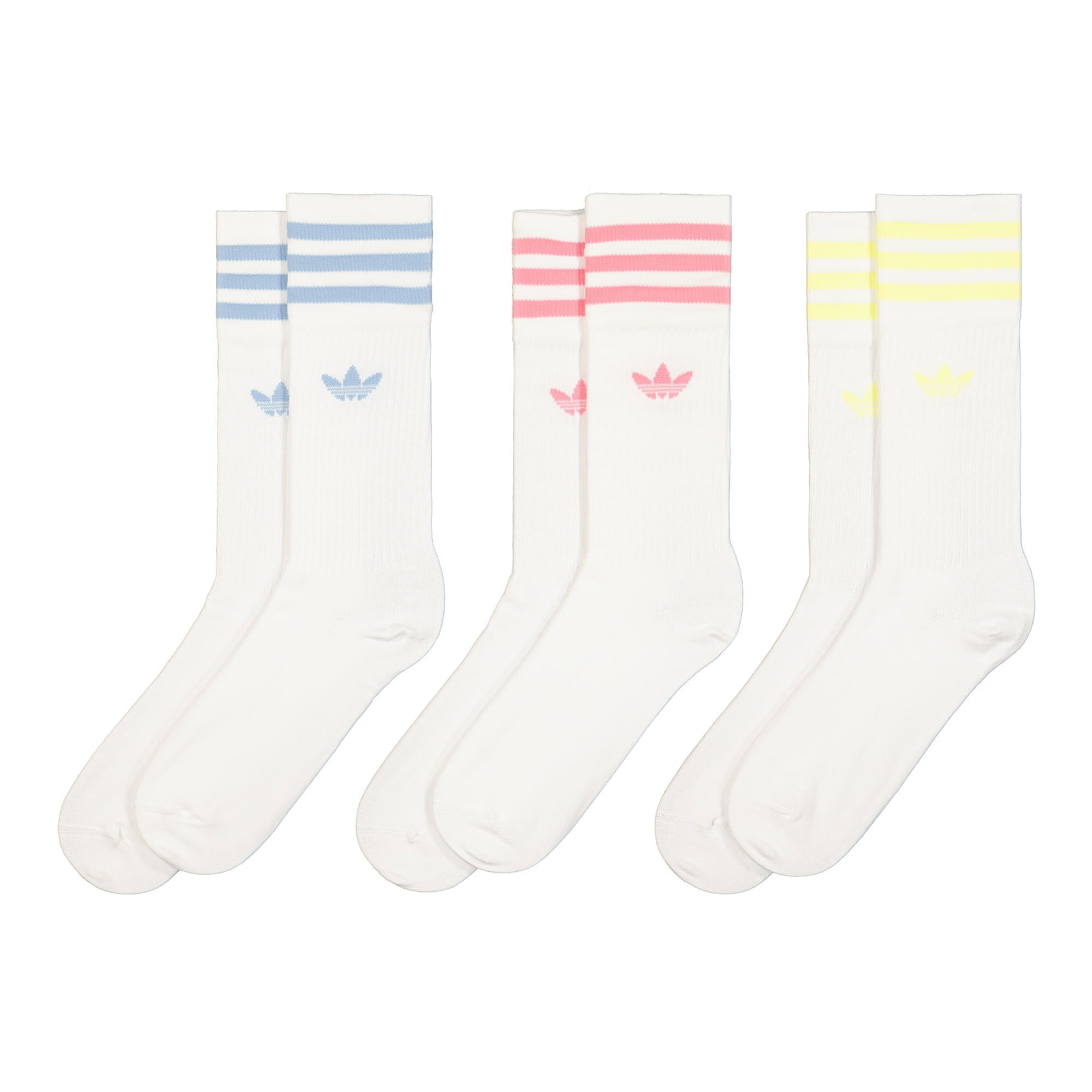 adidas Solid Crew Socks White / Pulse Yellow / Rose Tone / Ambient Sky Socks H32329 | Overkill