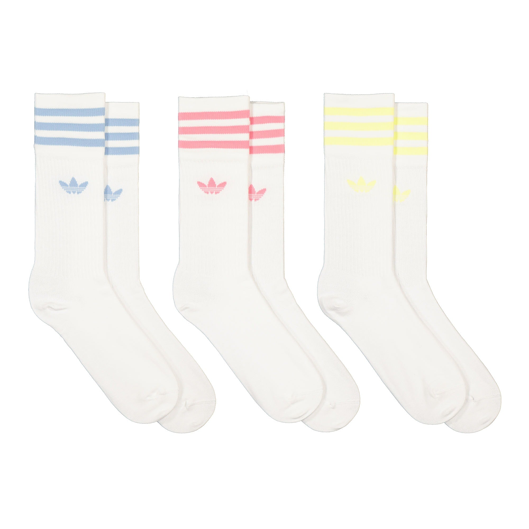 adidas Solid Crew Socks White / Pulse Yellow / Rose Tone / Ambient Sky Socks Material | Overkill