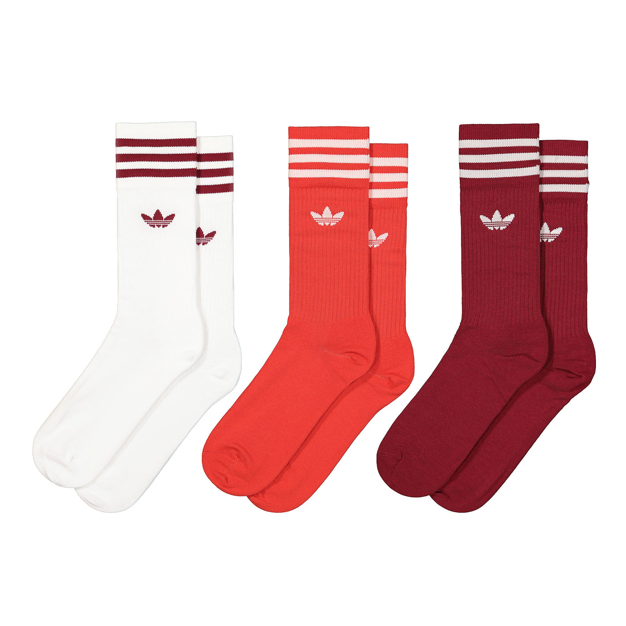 adidas Solid Crew Socks White / Collegiate Burgundy / Red Socks H32331 | Overkill