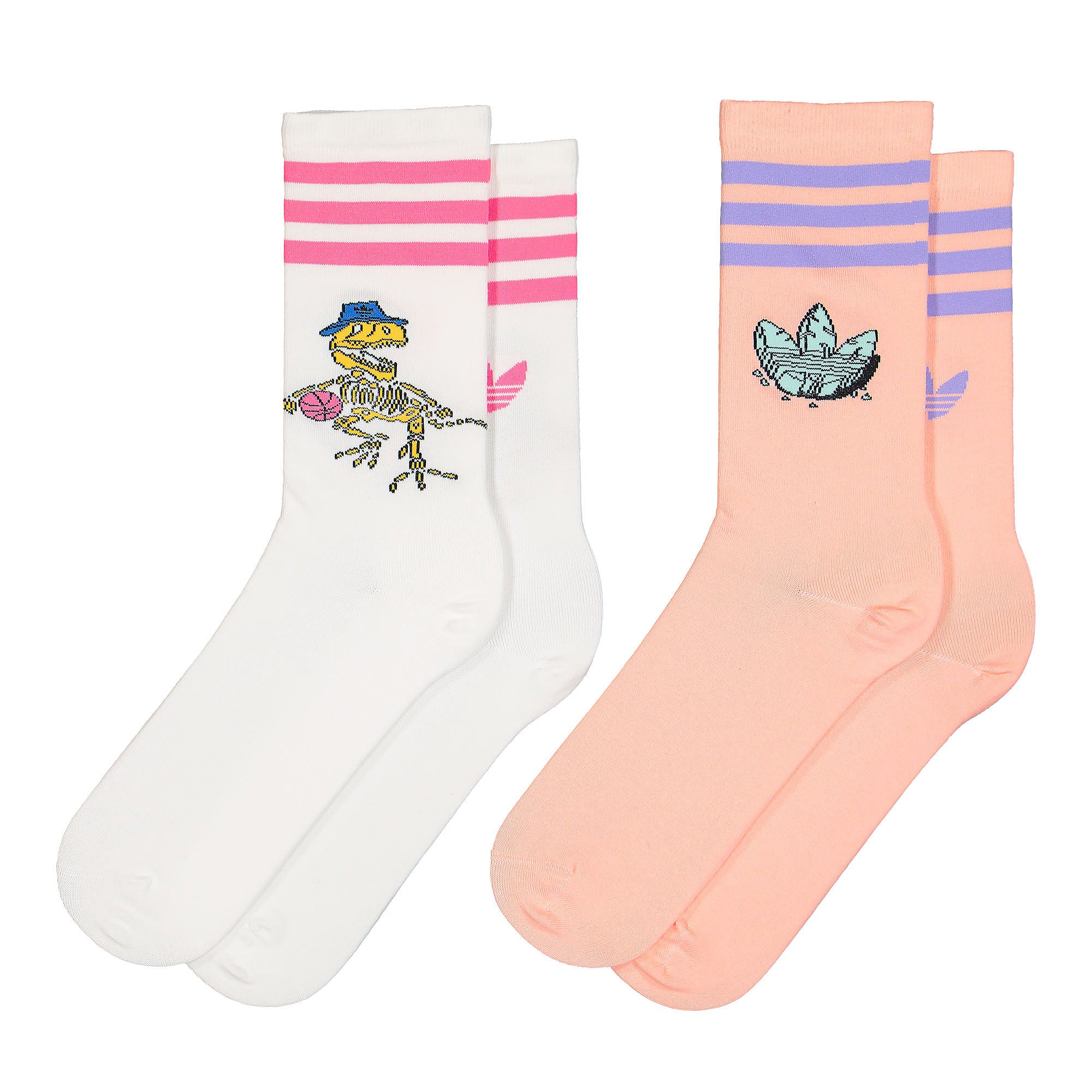 adidas Fun Graphic Socks 2PP Glow Pink / White Socks H32423 | Overkill