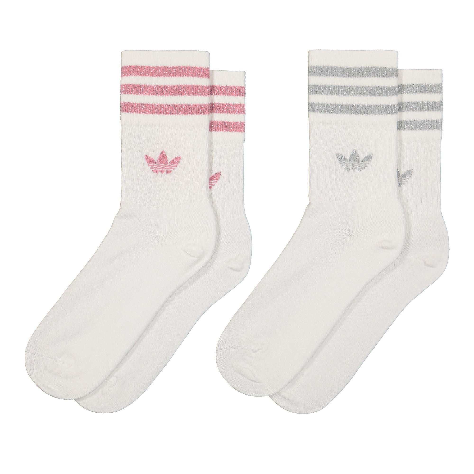 adidas Mid Cut Glitter Crew Socks White / Grey Two / Rose Tone Socks H37064 | Overkill