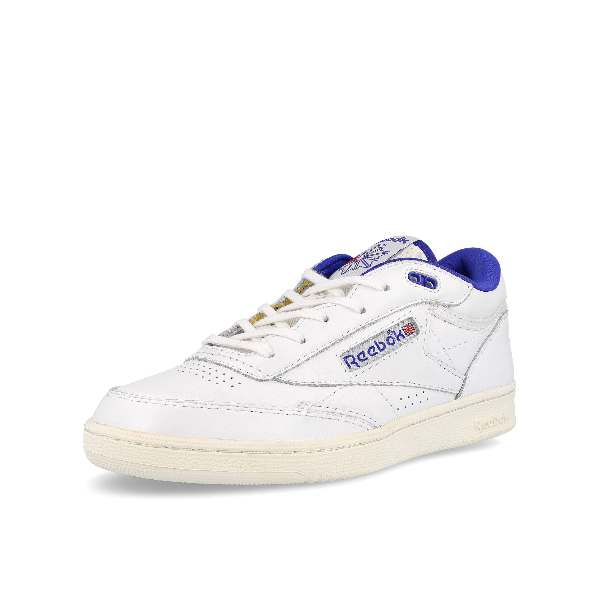 Reebok club c mid ii vintage Footwear White / Bright Cobalt / Classic White Mid Top Sneakers Close Up | Overkill