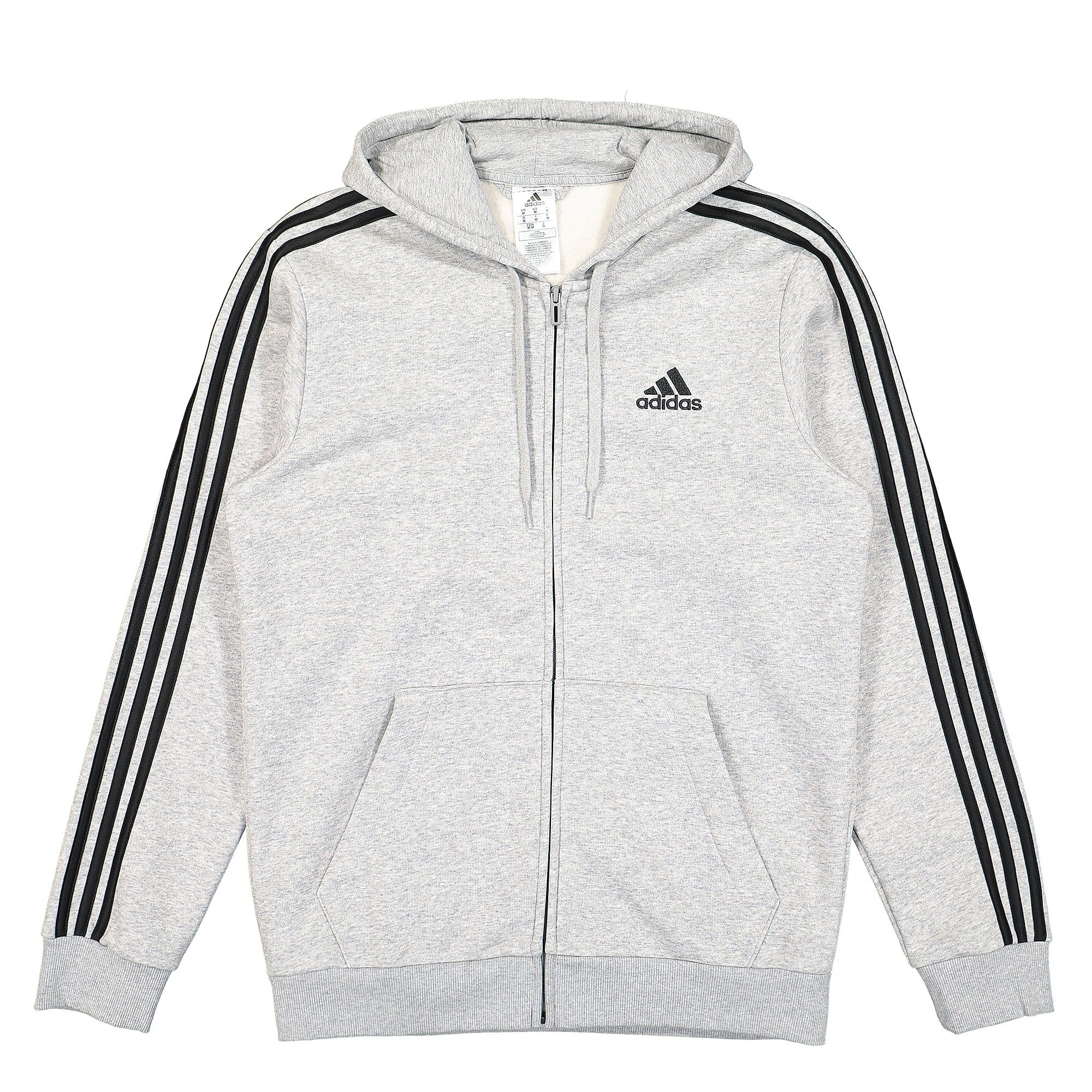 adidas Essentials Fleece 3-Stripes Full-Zip Hoodie Medium Grey Heather Hoodies HB0041 | Overkill
