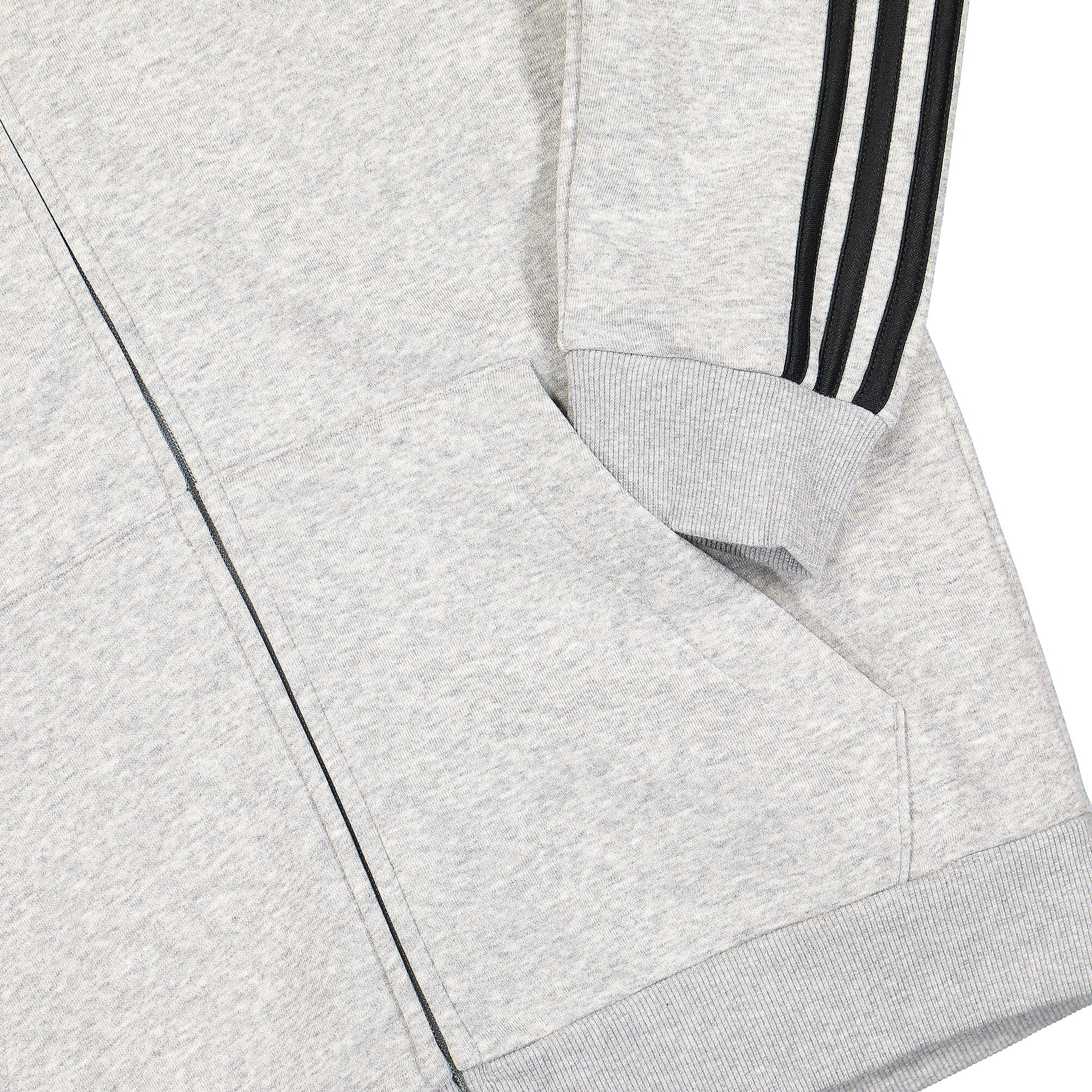 adidas Essentials Fleece 3-Stripes Full-Zip Hoodie Medium Grey Heather Hoodies Detailfoto | Overkill
