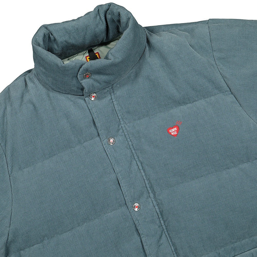 Human Made cordury down jacket Blue Puffer Jackets Close-up | Overkill
