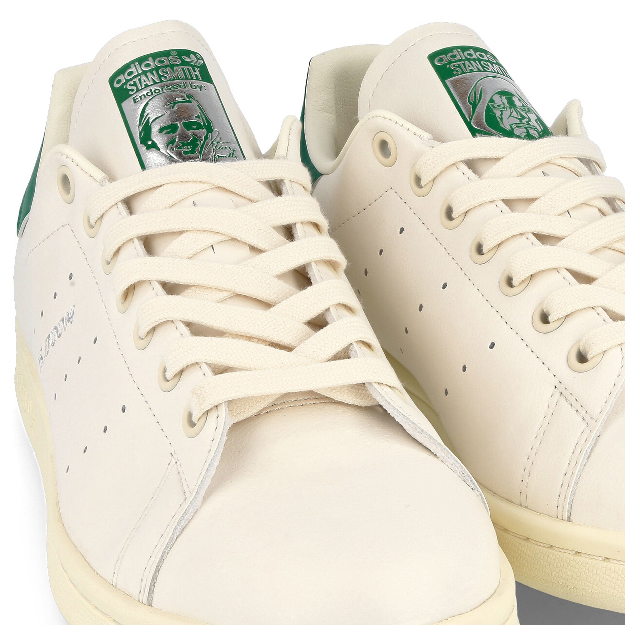 adidas Stan Smith Chalk White / Chalk White / Bright Green Sneakers Detailfoto | Overkill