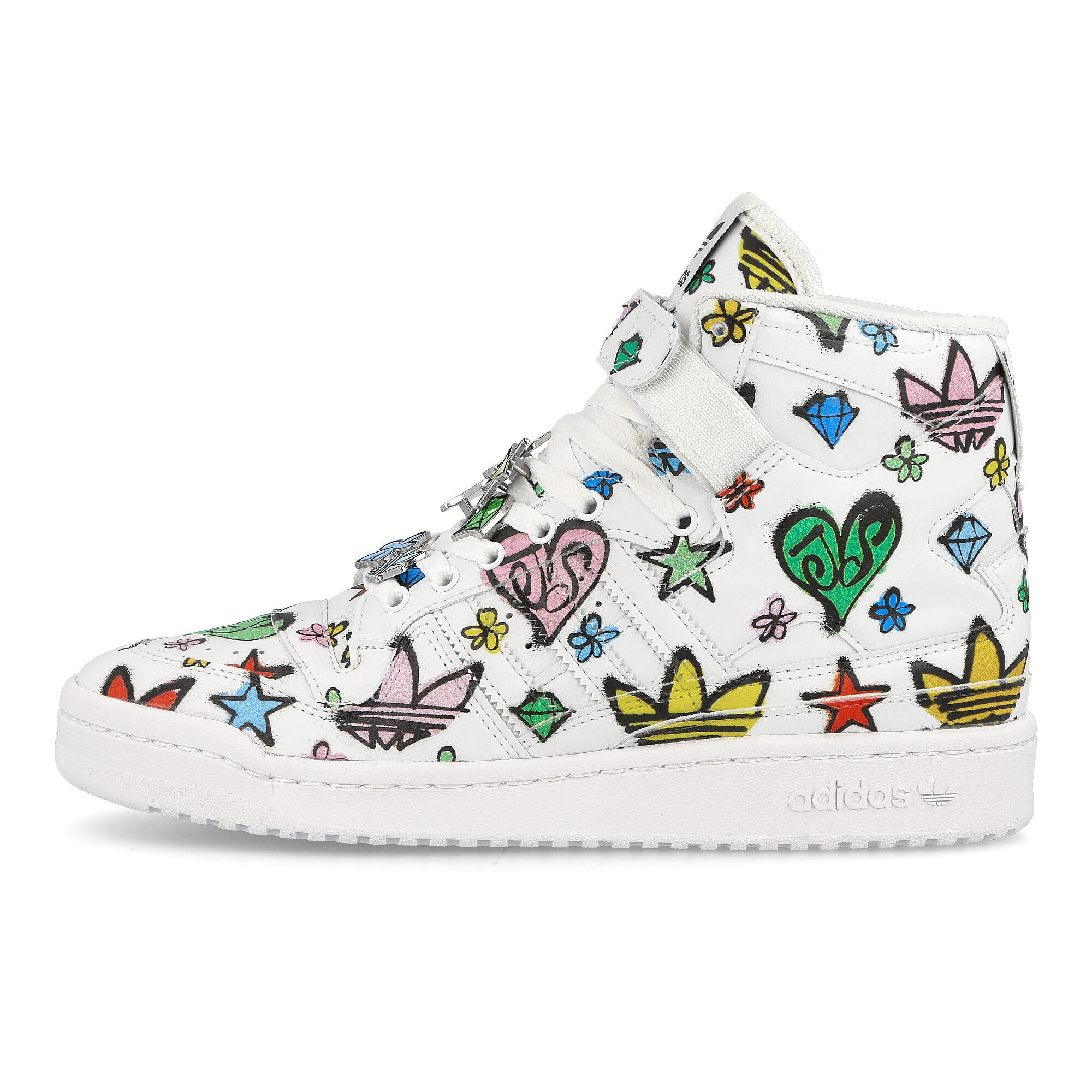 adidas Jeremy Scott x adidas Forum 84 Hi Mono Cloud White-Cloud White-Core Black High Top Sneakers HQ1128 | Overkill