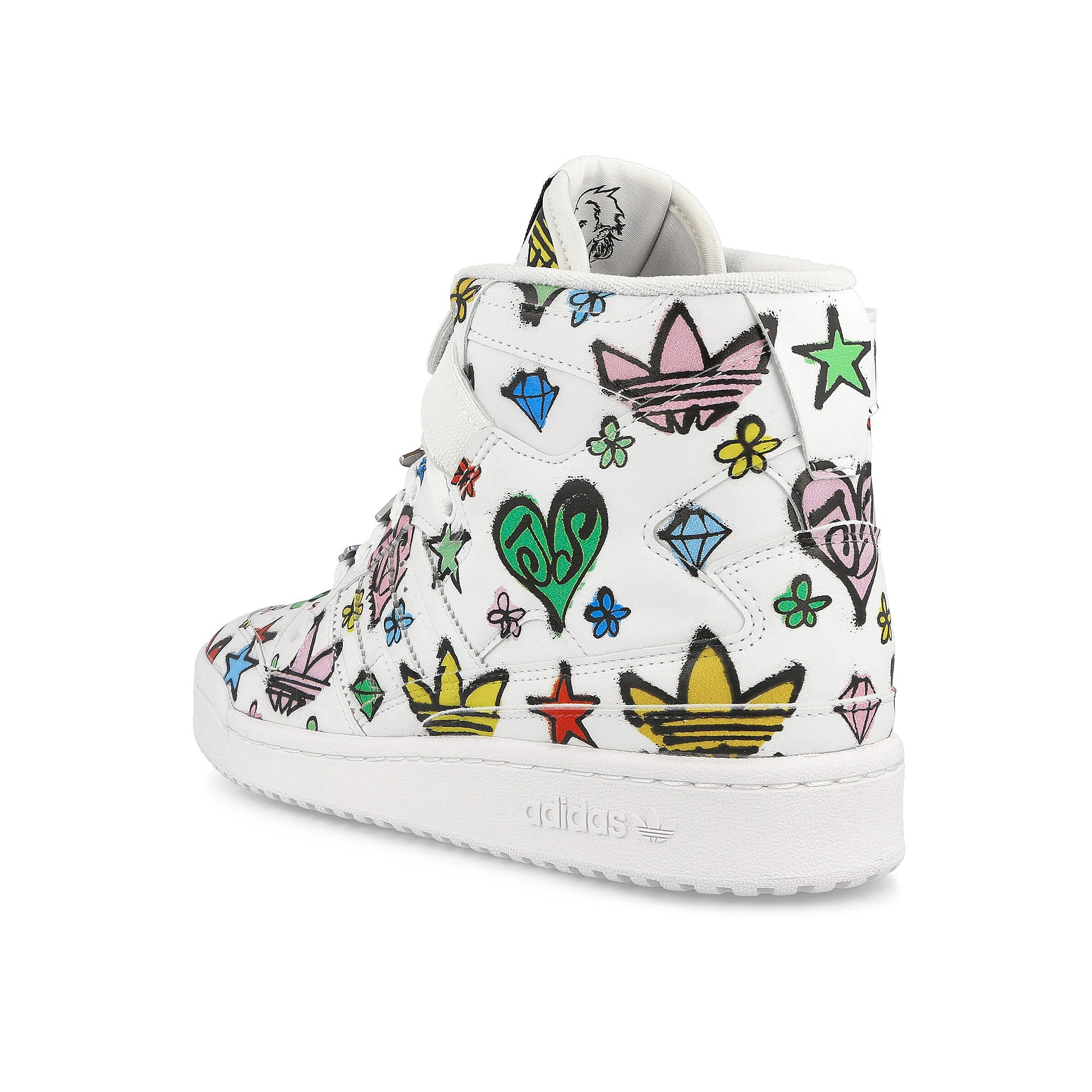 adidas Jeremy Scott x adidas Forum 84 Hi Mono Cloud White-Cloud White-Core Black High Top Sneakers Material | Overkill