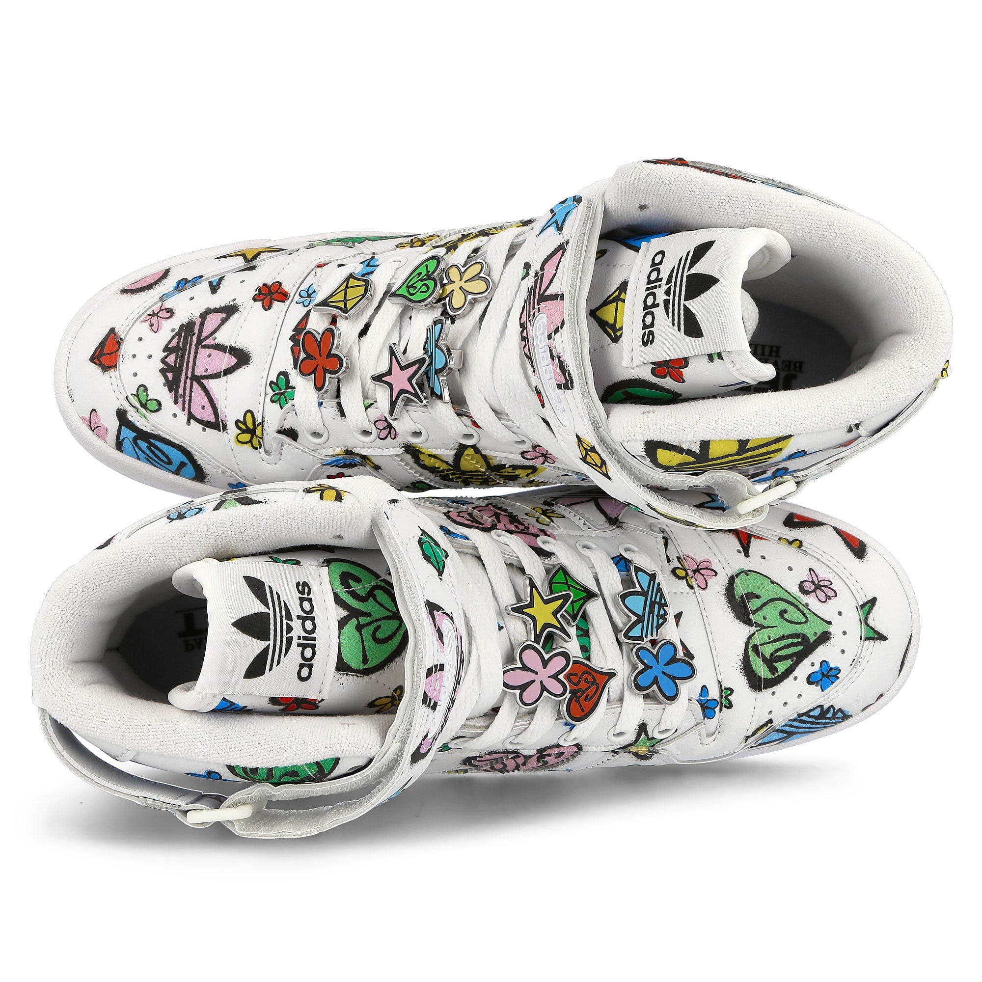 adidas Jeremy Scott x adidas Forum 84 Hi Mono Cloud White-Cloud White-Core Black High Top Sneakers Detailfoto | Overkill