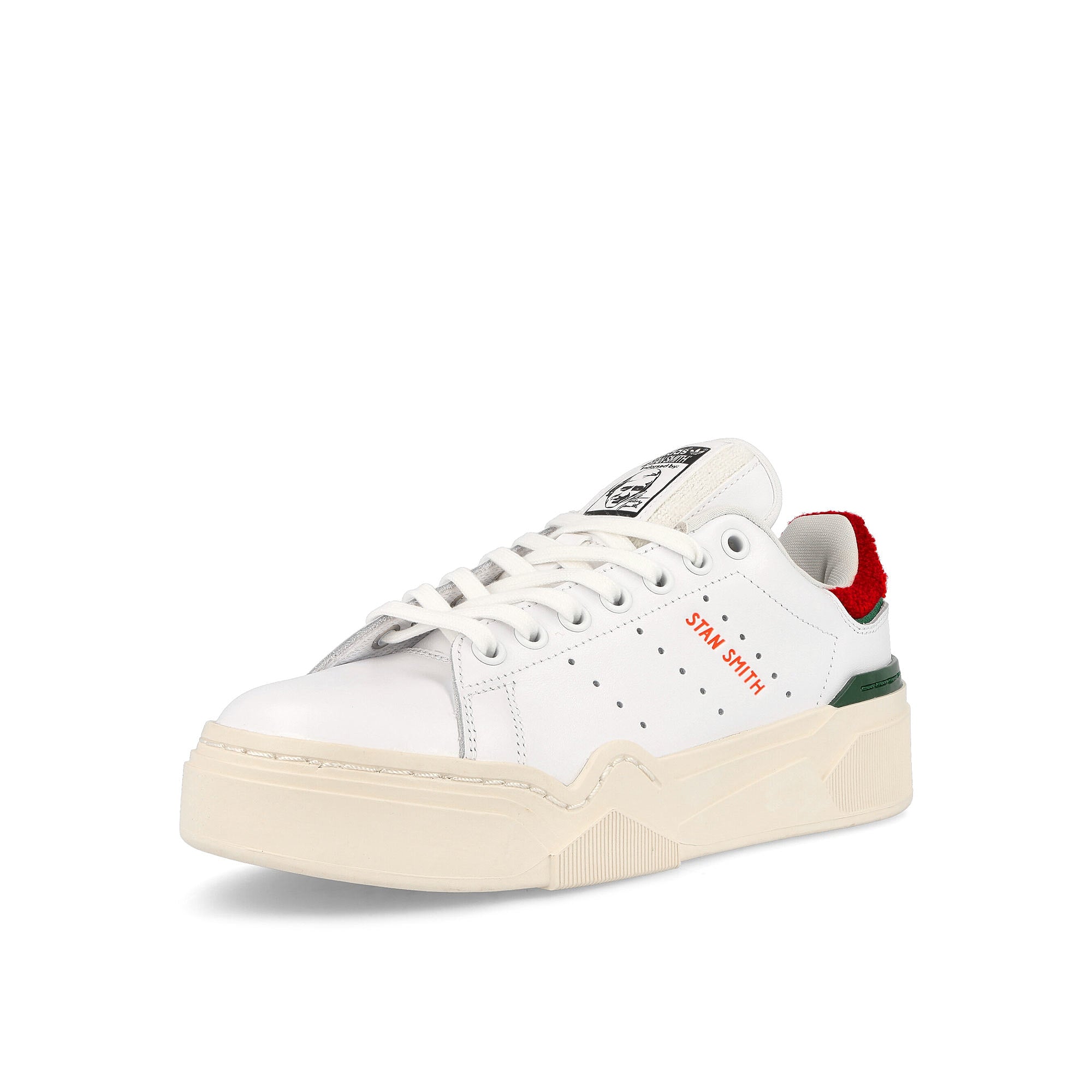 adidas Stan Smith Bonega 2B W Cloud White-Better Scarlet-Collegiate Green Low Top Sneakers Close Up | Overkill
