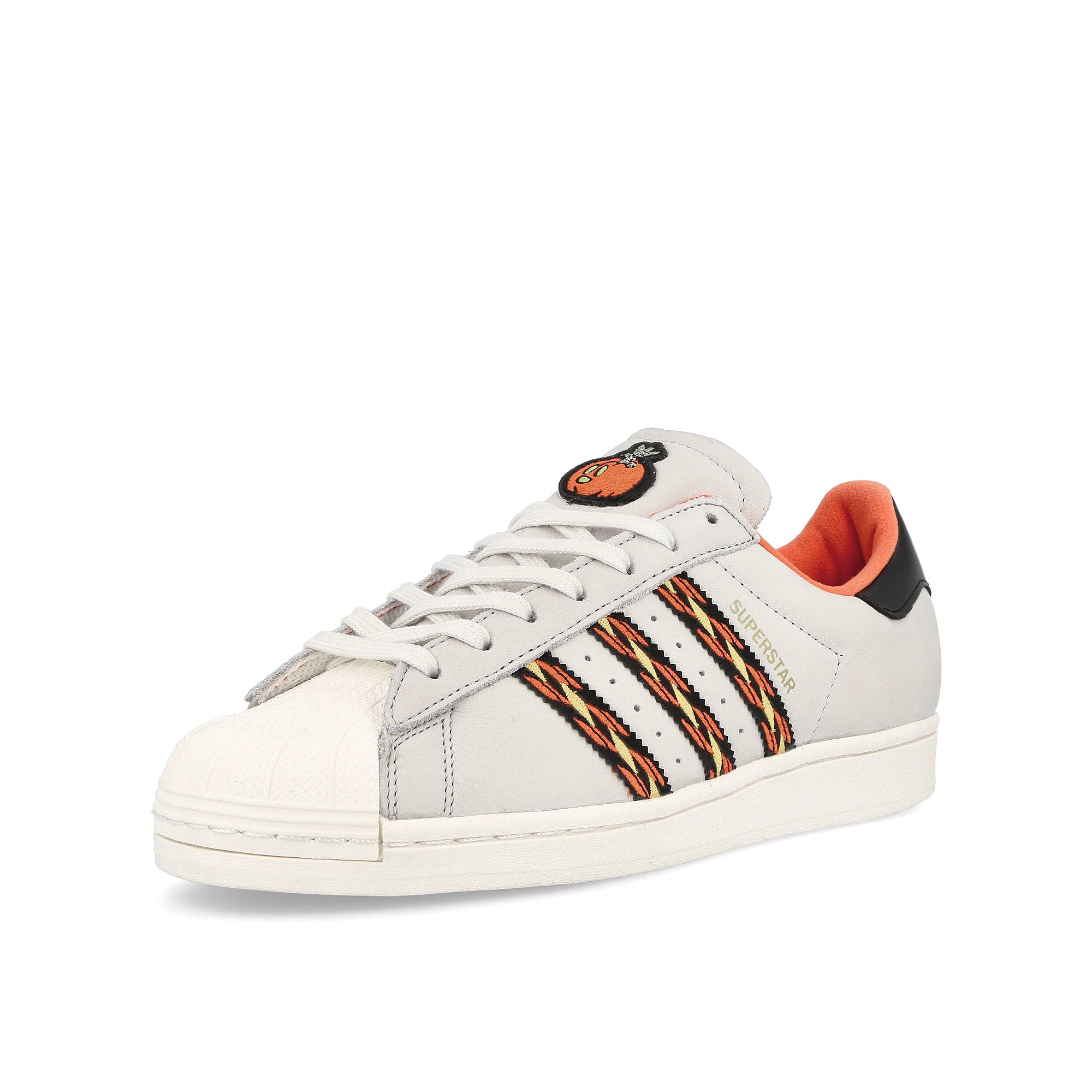 adidas Superstar Crystal White-Semi Impact Orange-Cloud White Sneakers Close Up | Overkill