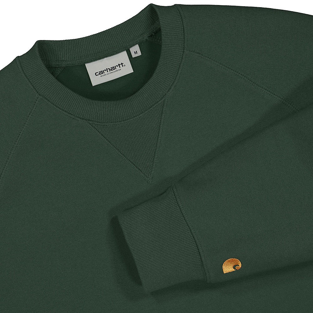 Carhartt WIP Chase Sweat Dark Teal / Gold Sweatshirts Close-up | Overkill