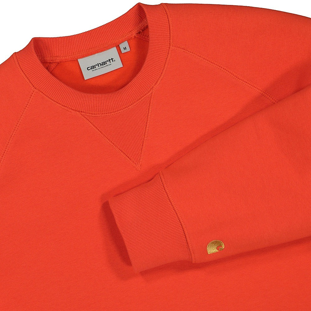 Carhartt WIP Chase Sweat Safety Orange / Gold Sweatshirts Close-up | Overkill