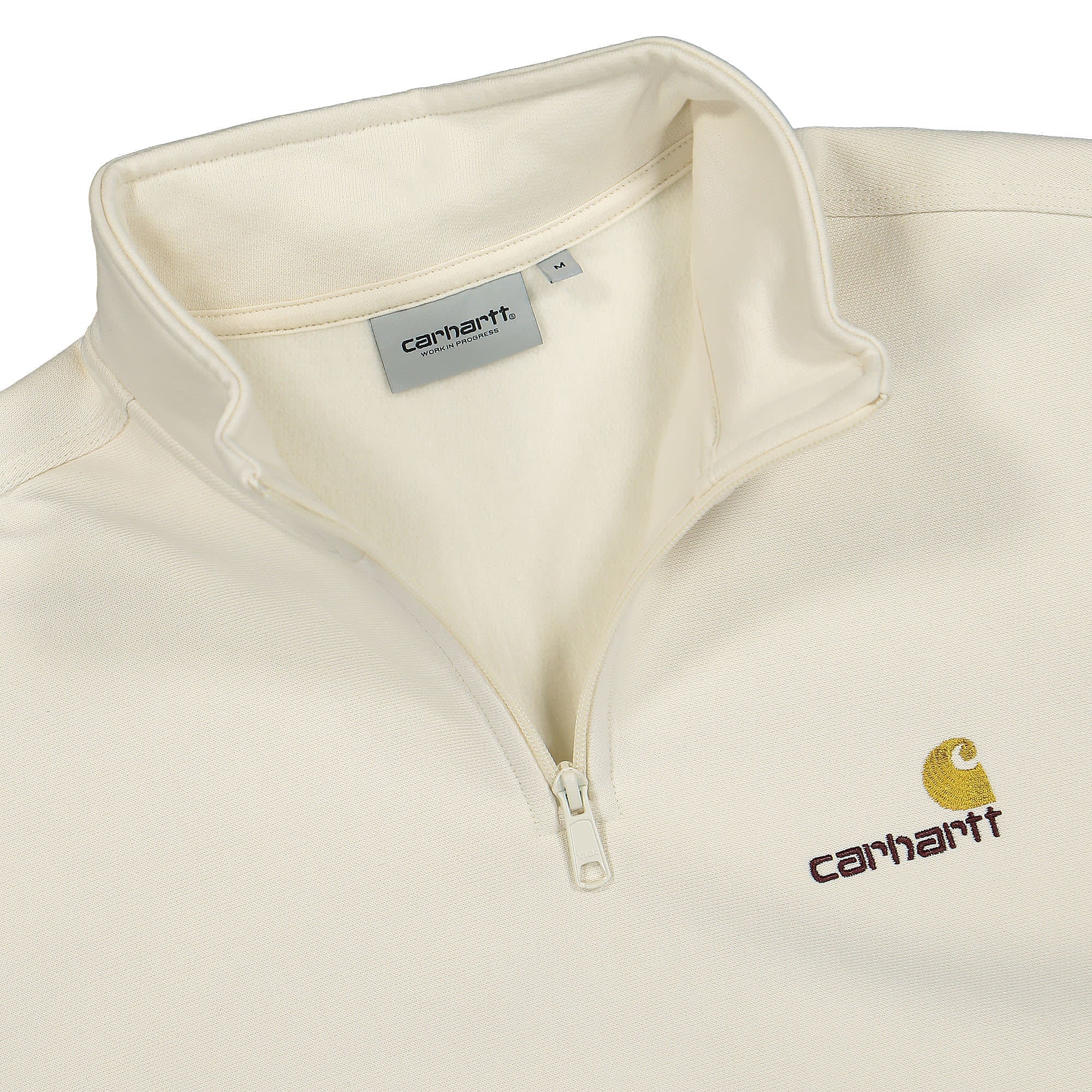 Carhartt WIP Half Zip American Script Sweat Natural Sweatshirts Close-up | Overkill