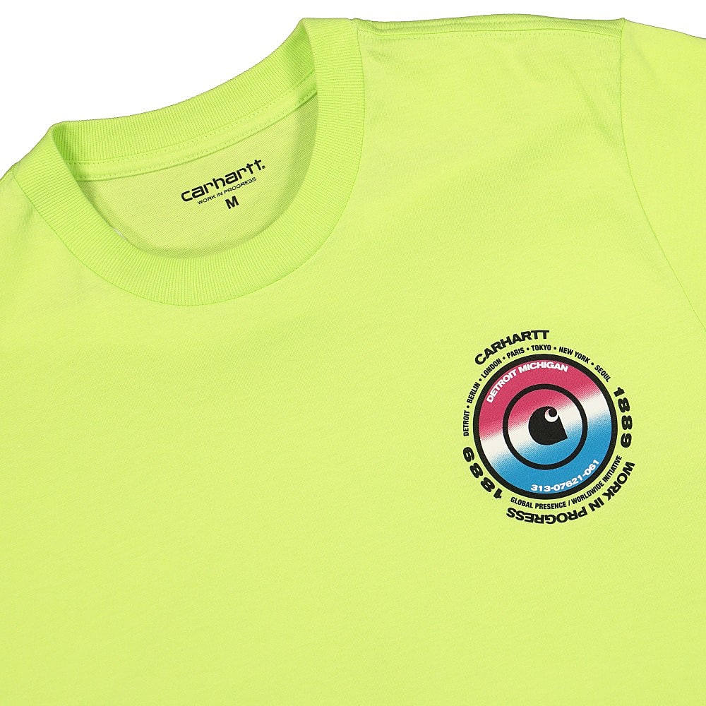 Carhartt WIP S/S Worldwide T-Shirt Lime T-Shirts Close-up | Overkill