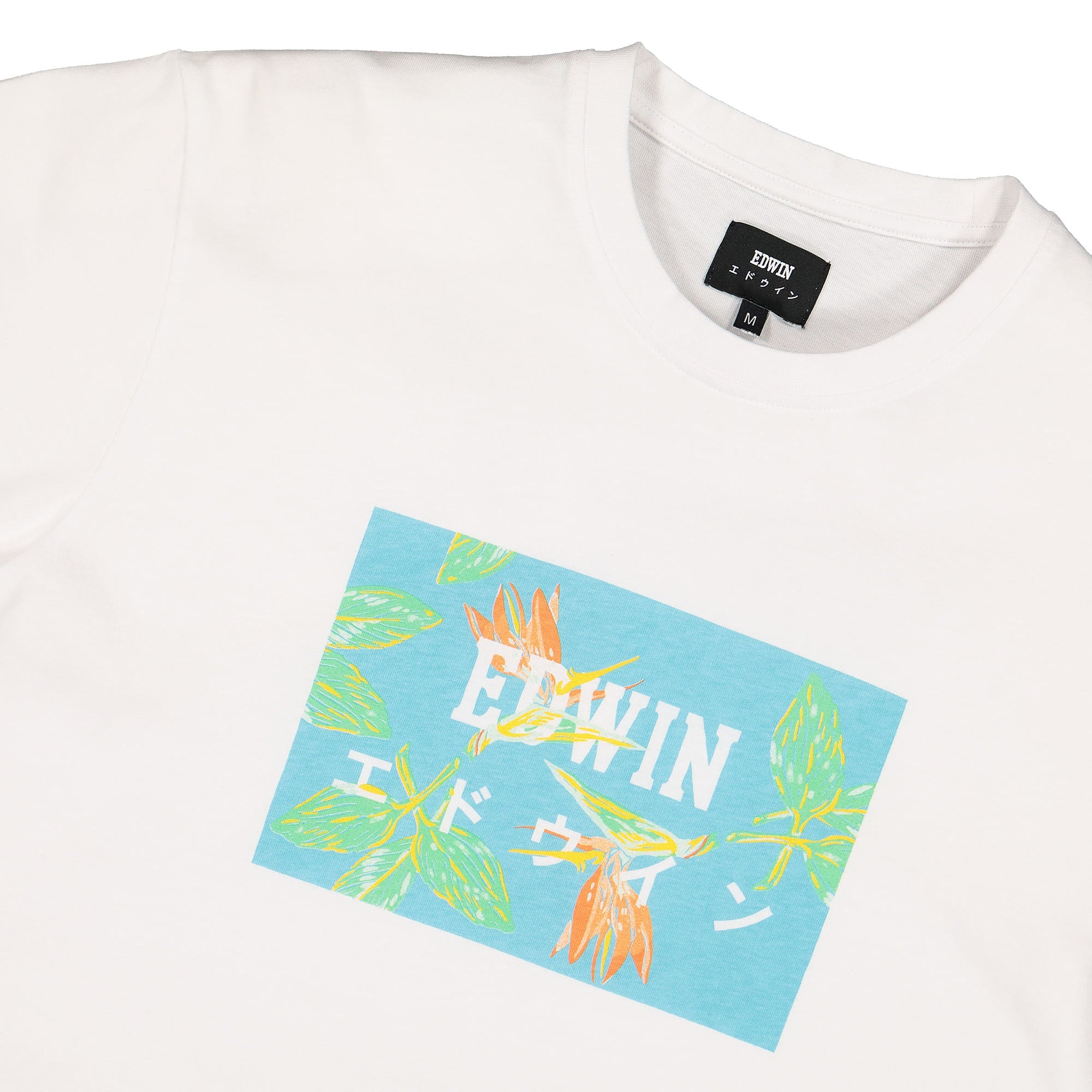 Edwin Birds Of Paradies TS White / Angel Blue T-Shirts Close-up | Overkill