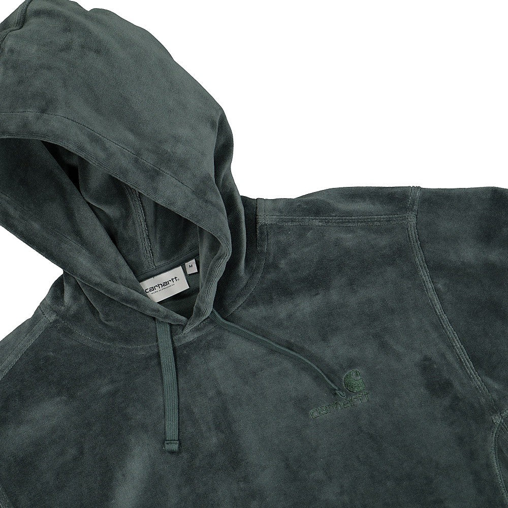 Carhartt WIP Hooded United Script Dark Teal Hoodies Close-up | Overkill