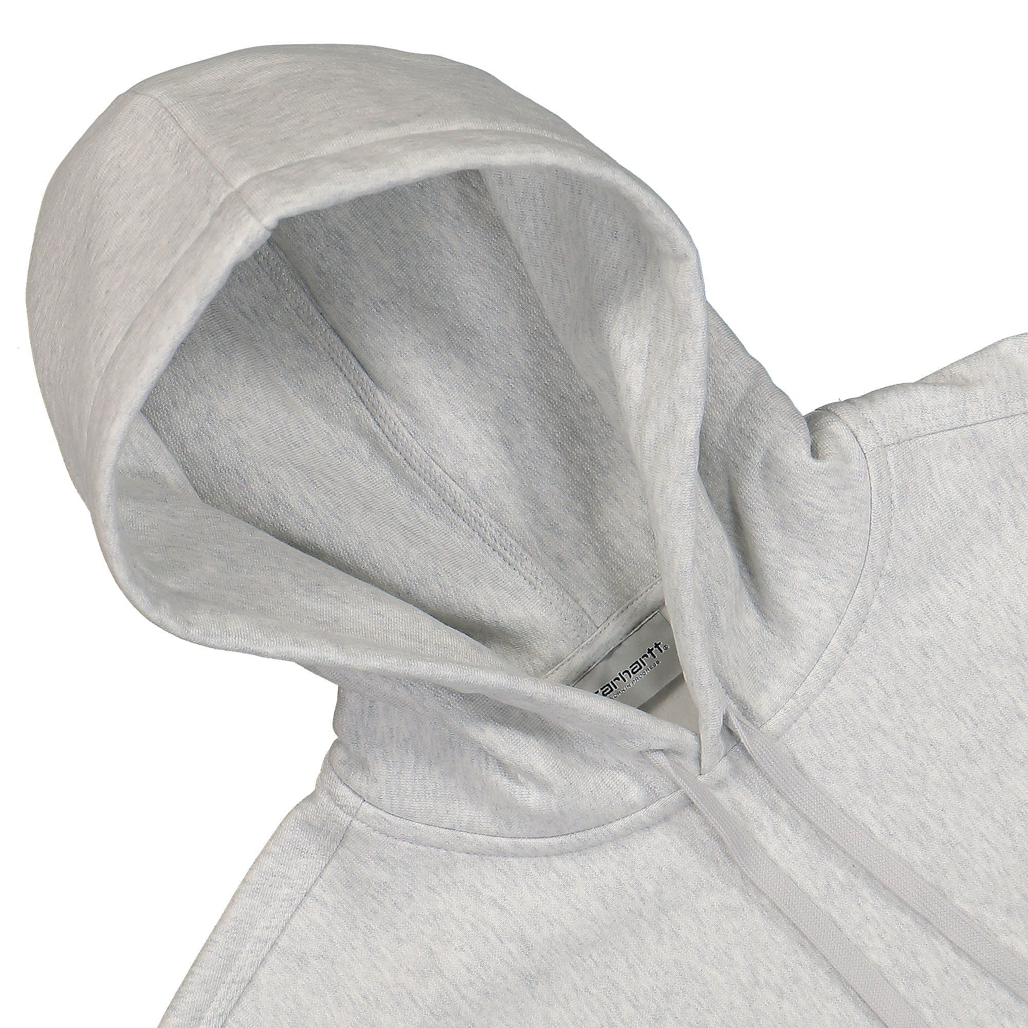 Carhartt WIP Hooded American Script Sweat Ash Heather Hoodies Close-up | Overkill