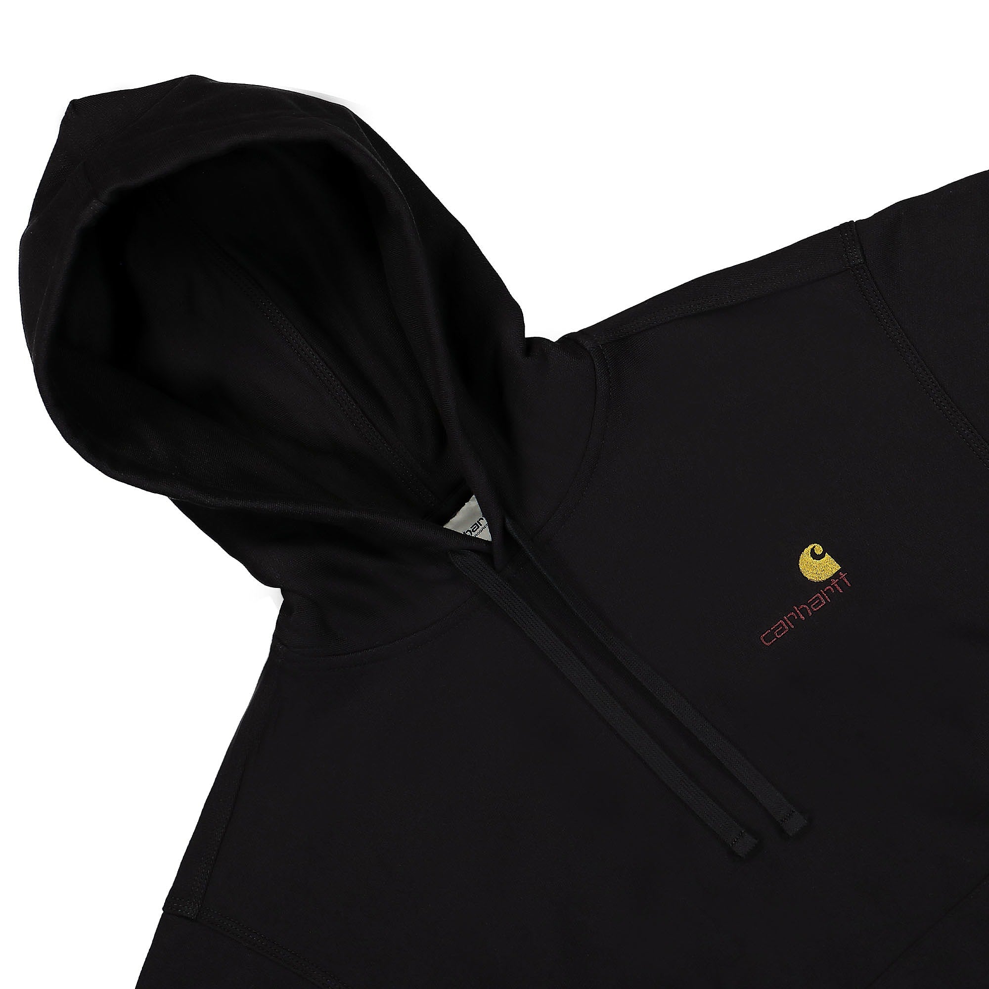 Carhartt WIP Hooded American Script Sweat Black Hoodies Close-up | Overkill