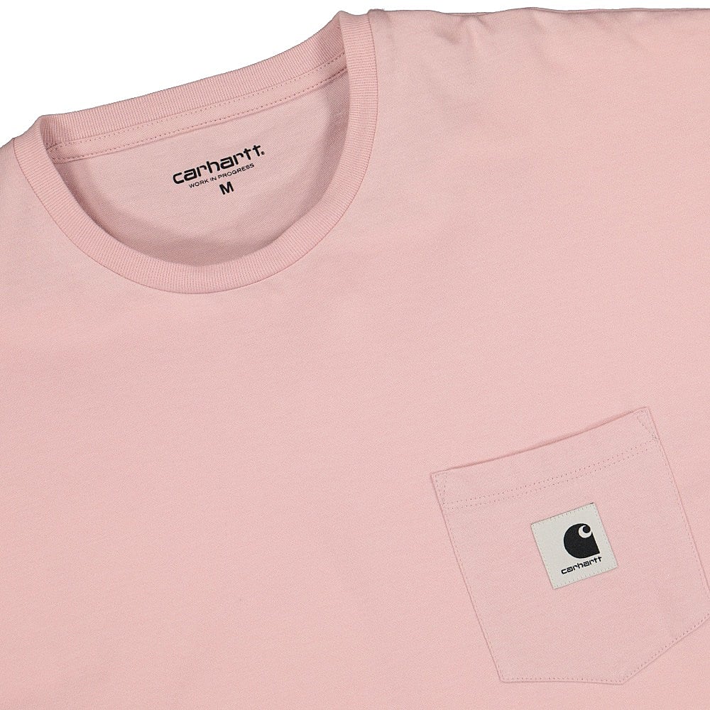 Carhartt WIP S/S Carie Pocket T-Shirt Frosted Pink T-Shirts Close-up | Overkill
