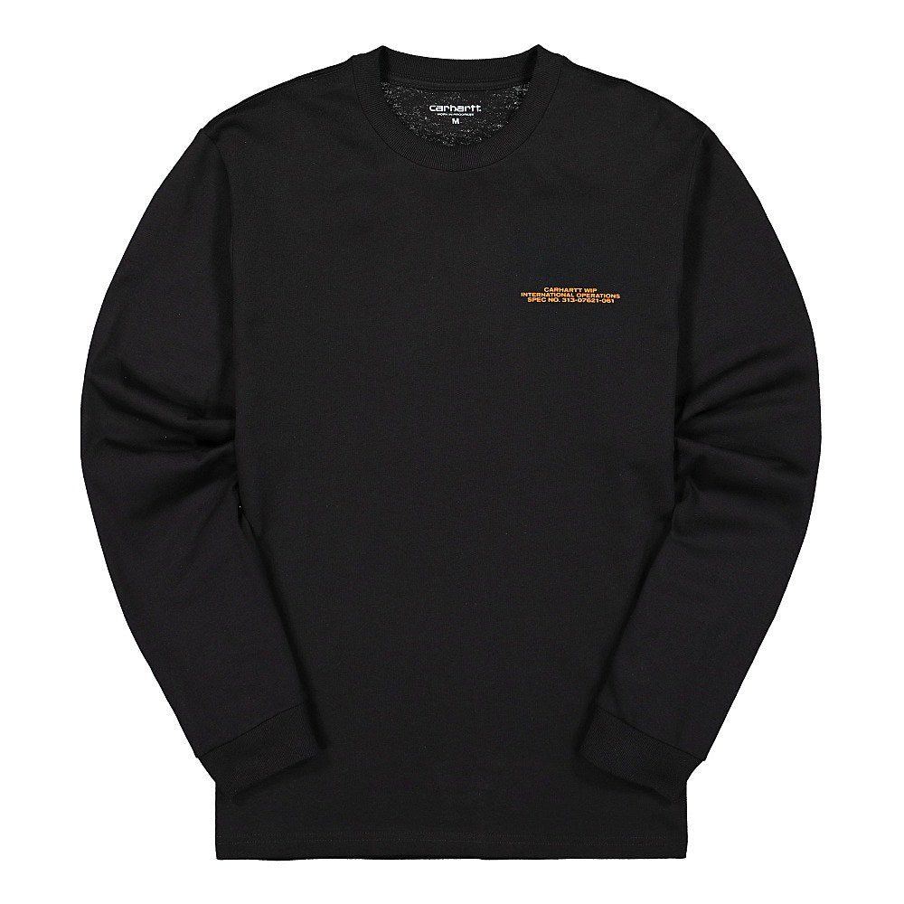 Carhartt WIP L/S International Operations T-Shirt Black / Orange Longsleeves I028467.89.90.03 | Overkill