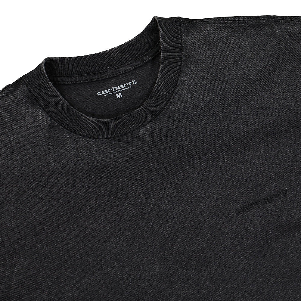 Carhartt WIP S/S Mosby Script Tee Black Acid Wash T-Shirts Close-up | Overkill