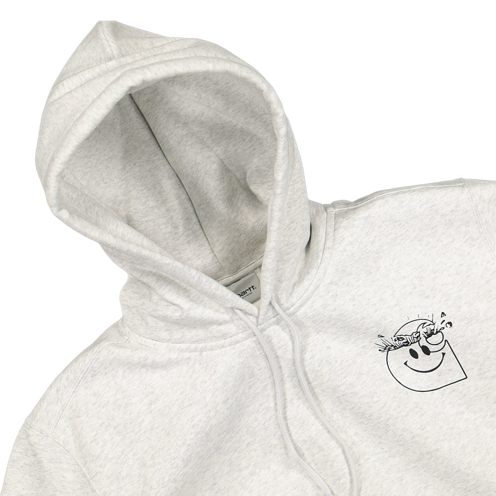 Carhartt WIP Hooded Smiley Sweat Ash Heather / Black Hoodies Close-up | Overkill