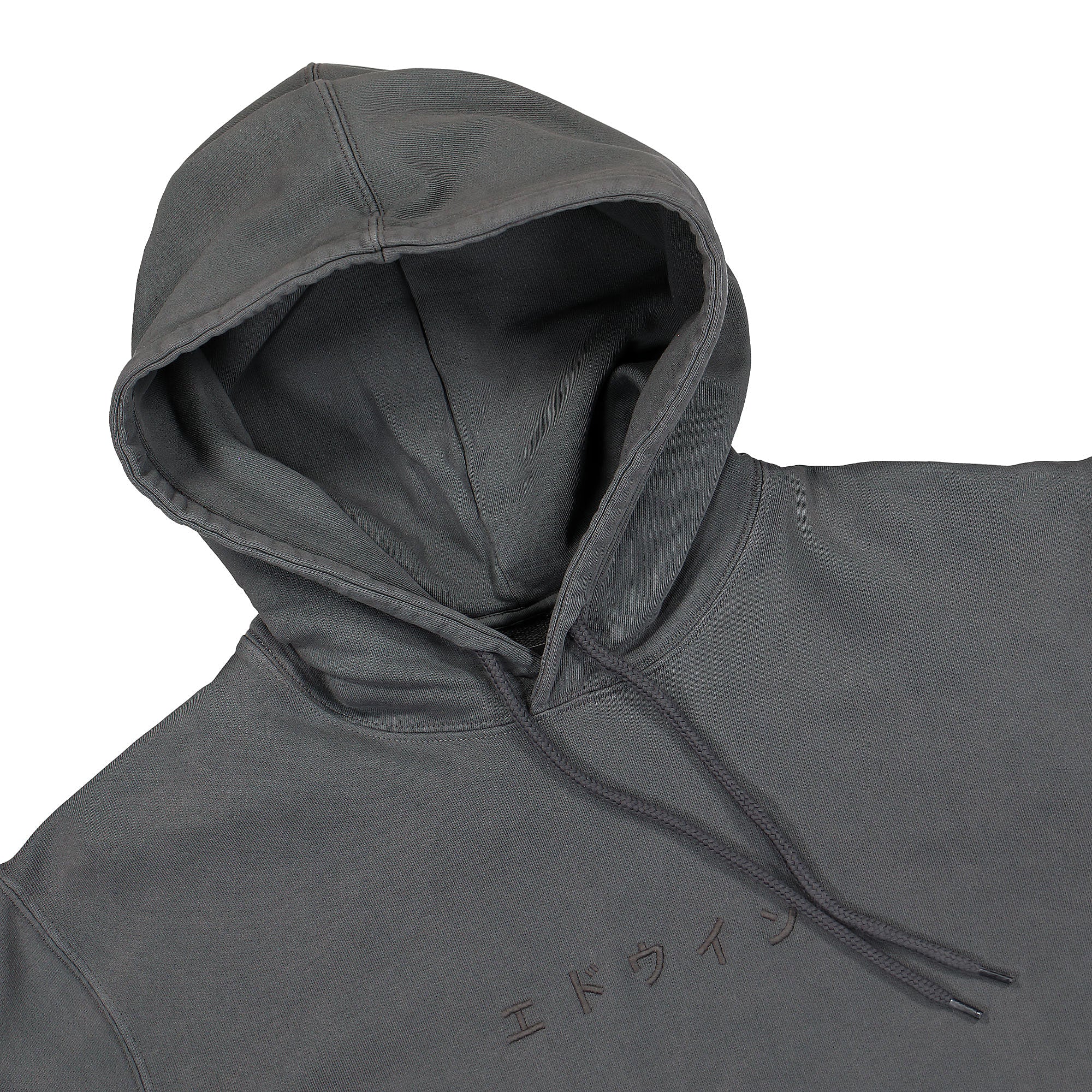 Edwin Katakana Hoodie Sweat Dark Grey Hoodies Close-up | Overkill