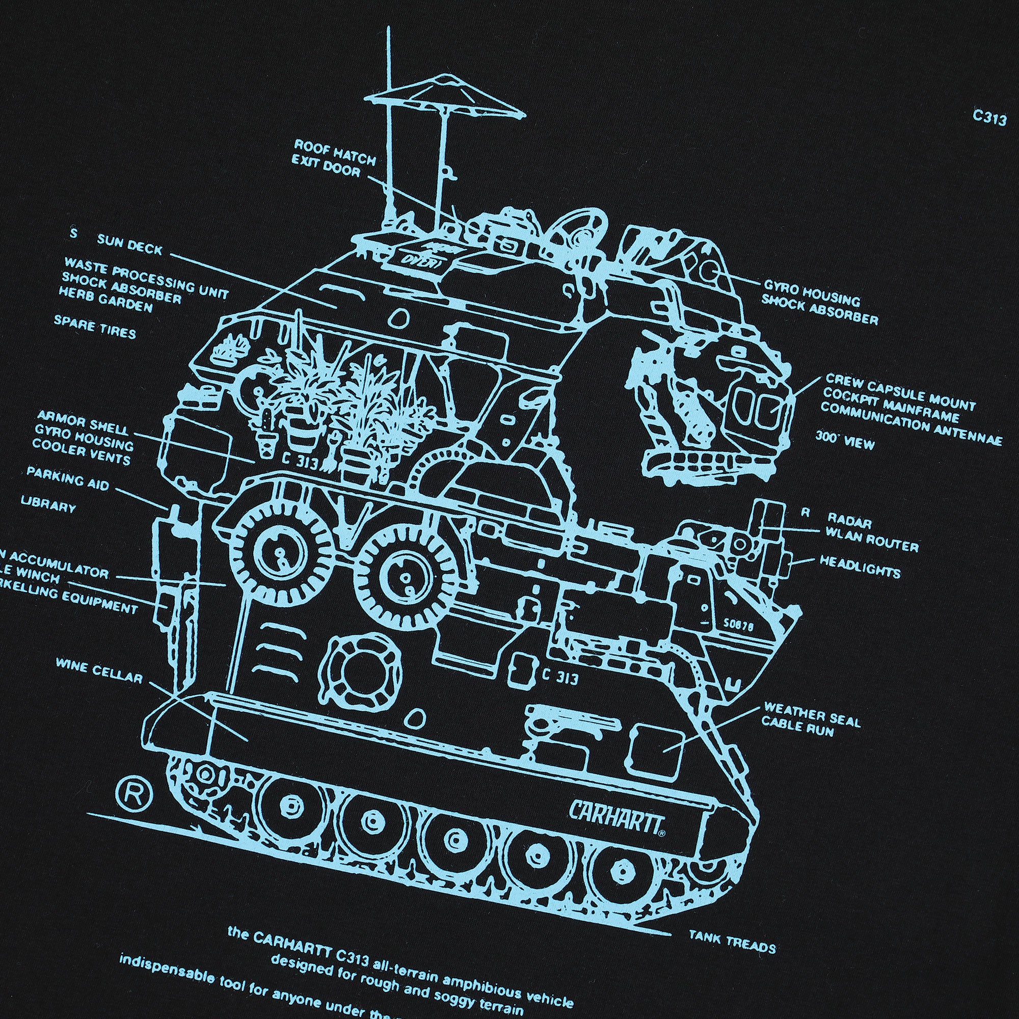 Carhartt WIP S/S Blueprint T-Shirt Black / Light Blue T-Shirts Detailfoto | Overkill