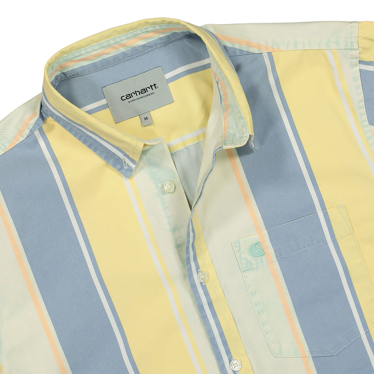 Carhartt WIP S/S Gilman Shirt Gilman Stripe Pale Spearmint Moon Wash Shirts Close-up | Overkill