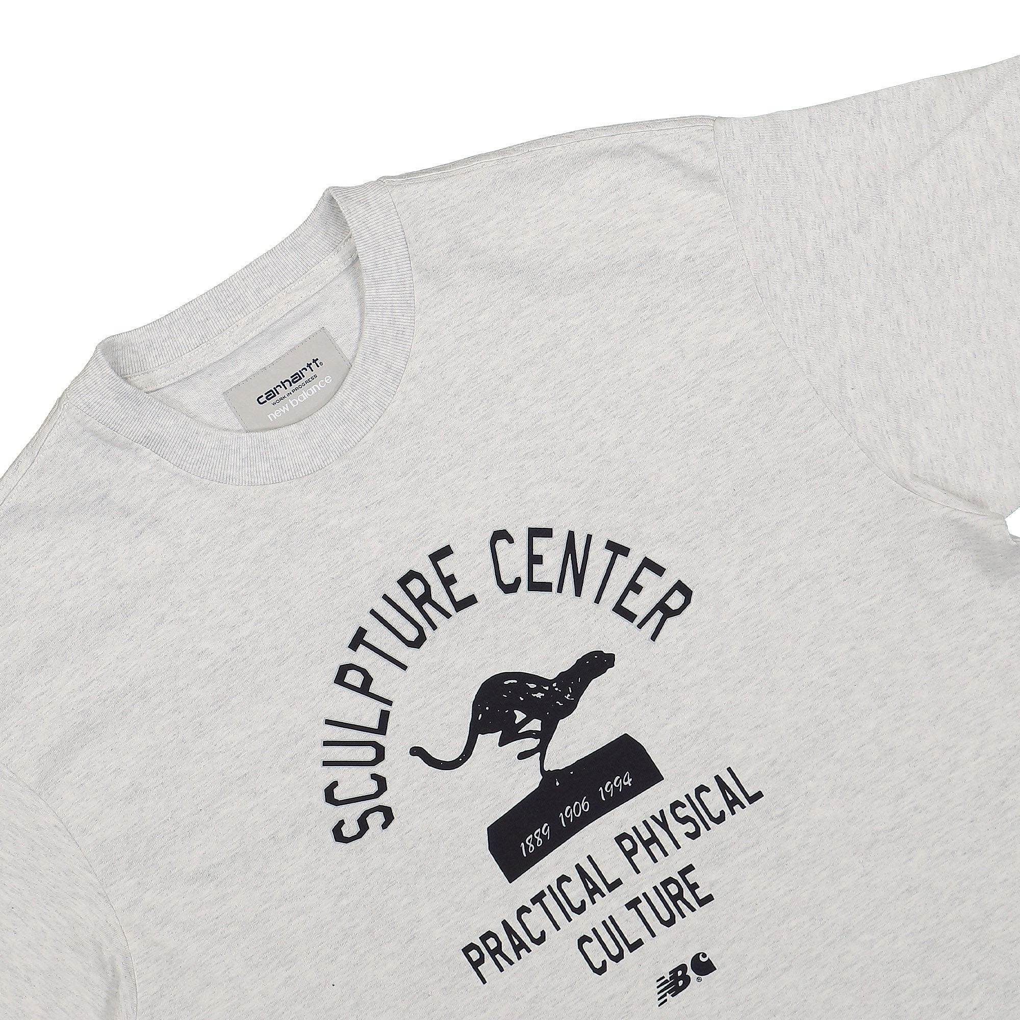 Carhartt WIP New Balance x Carhartt WIP S/S Shirt Ash Heather / Dark Navy T-Shirts Close-up | Overkill