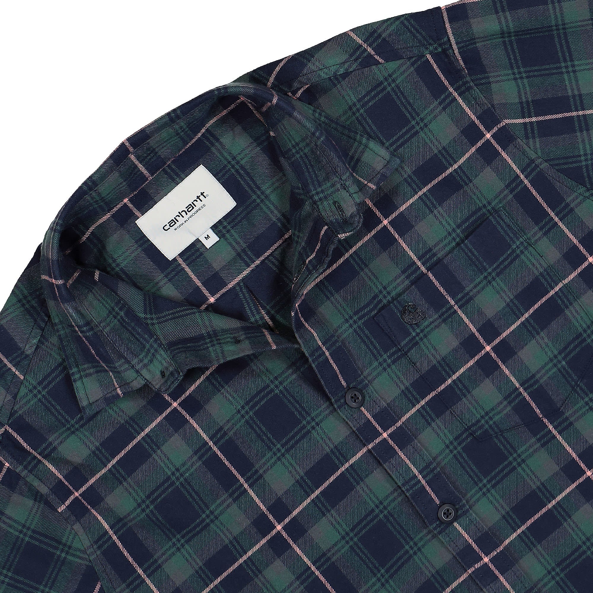 Carhartt WIP L/S Lermond Shirt Lermond check Juniper / Dark Navy Longsleeves Close-up | Overkill