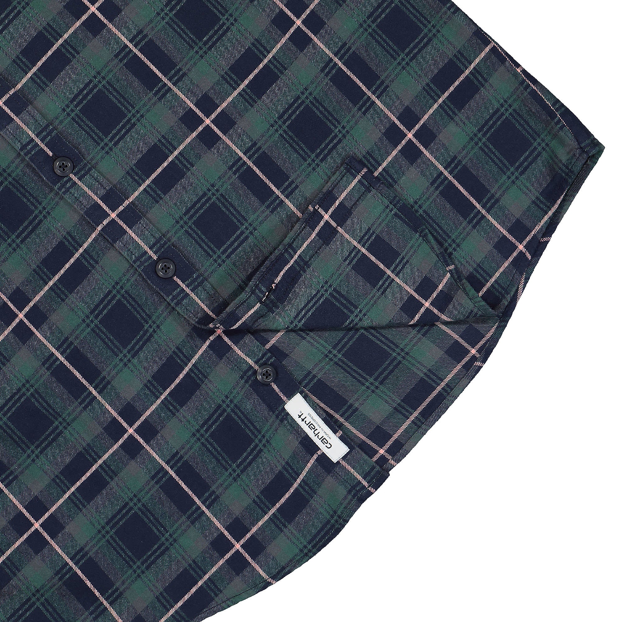 Carhartt WIP L/S Lermond Shirt Lermond check Juniper / Dark Navy Longsleeves Detail view 1 | Overkill