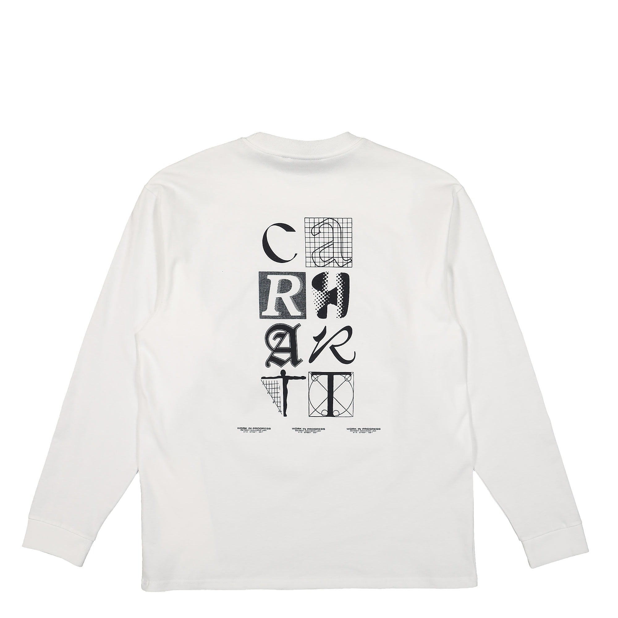 Carhartt WIP L/S Ratios T-Shirt White / Dark Navy Longsleeves Close-up | Overkill