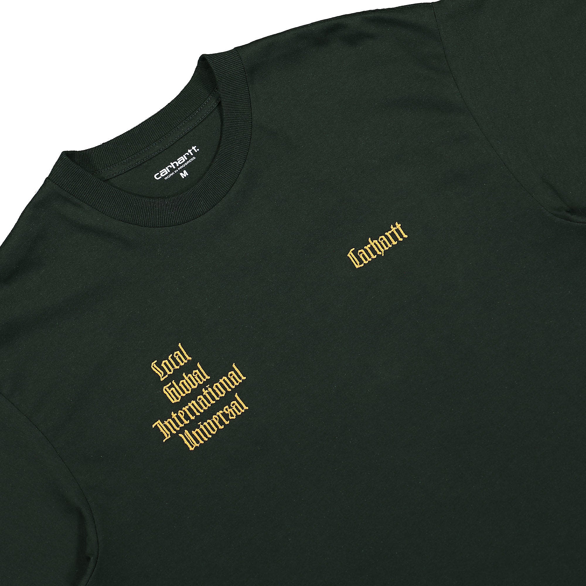 Carhartt WIP S/S Letterman T-Shirt Dark Cedar / Ochre T-Shirts Close-up | Overkill