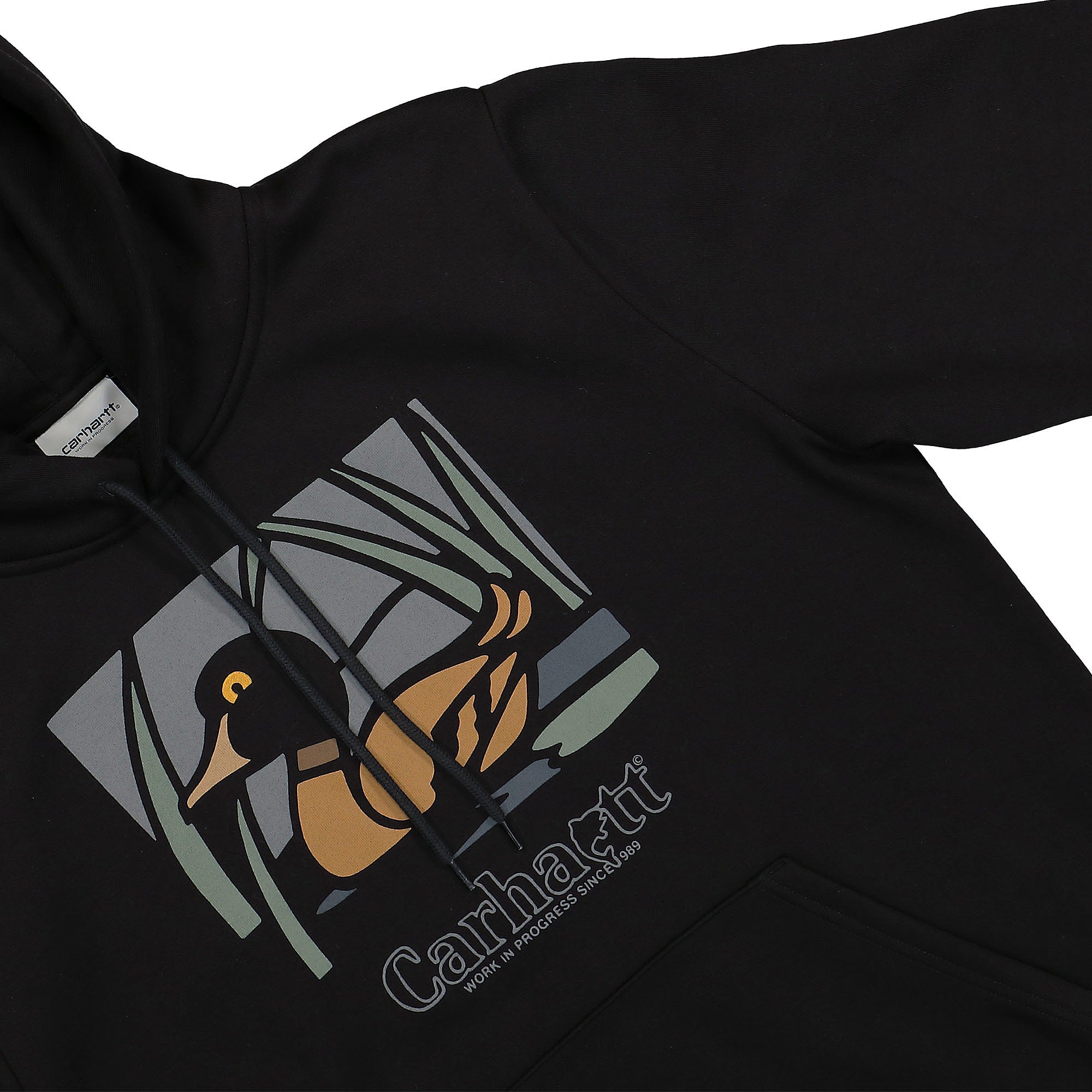 Carhartt WIP Hooded Duck Pond Sweat Black Hoodies Close-up | Overkill