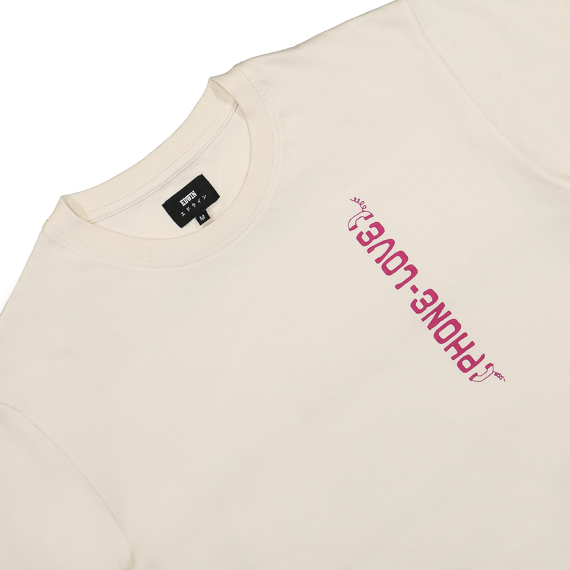 Edwin Phone Love Single Jersey T-Shirt Whisper White T-Shirts Close-up | Overkill