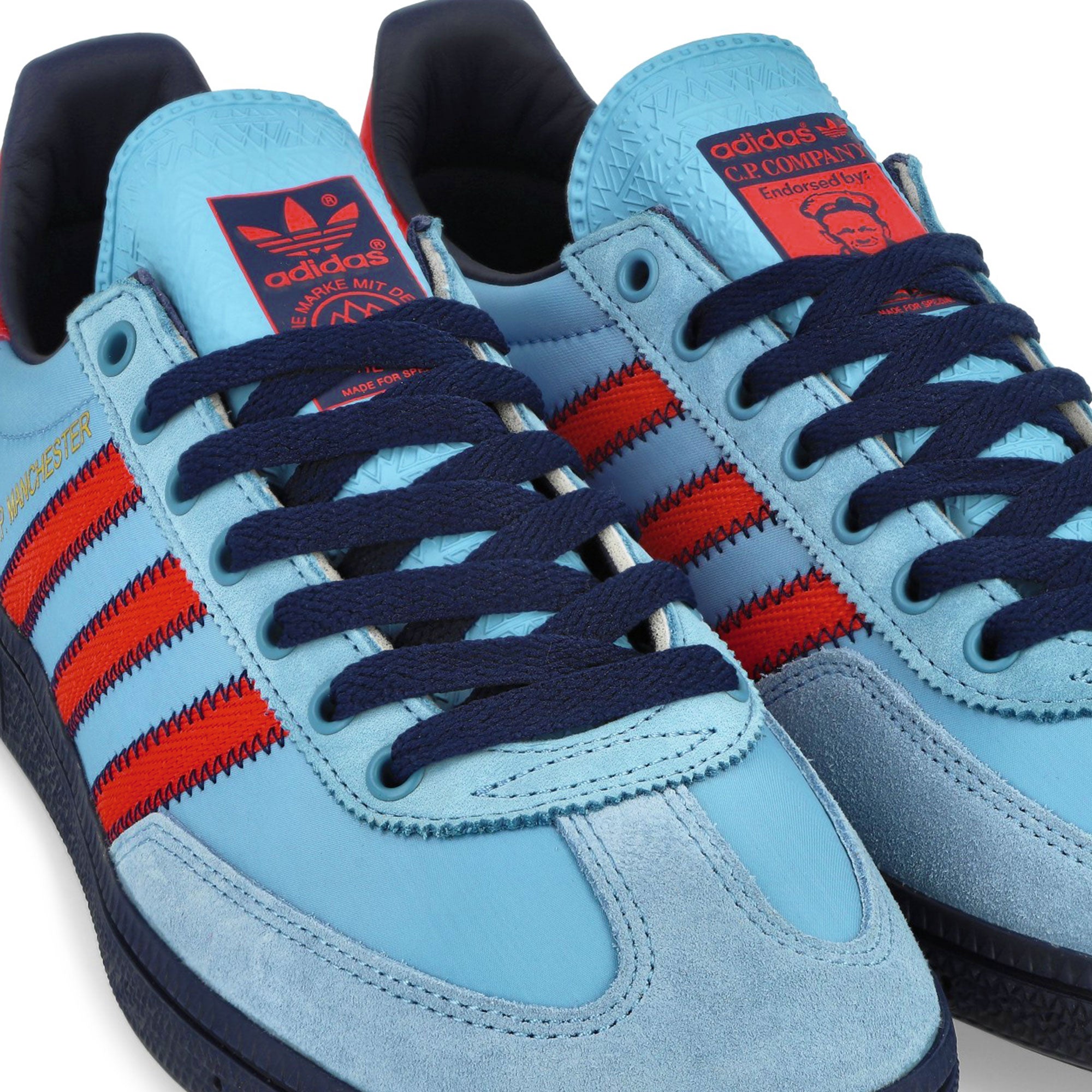 adidas Manchester SPZL Light Blue / Bright Red / Dark Blue Low Top Sneakers Detailfoto | Overkill