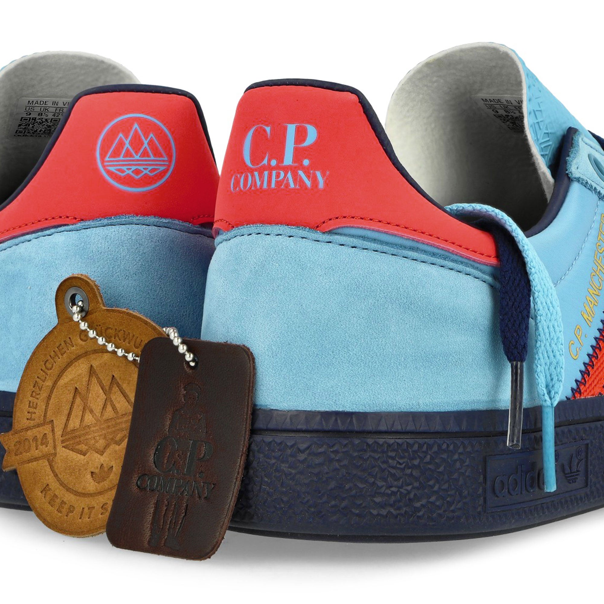 adidas Manchester SPZL Light Blue / Bright Red / Dark Blue Low Top Sneakers Detail View 1 | Overkill