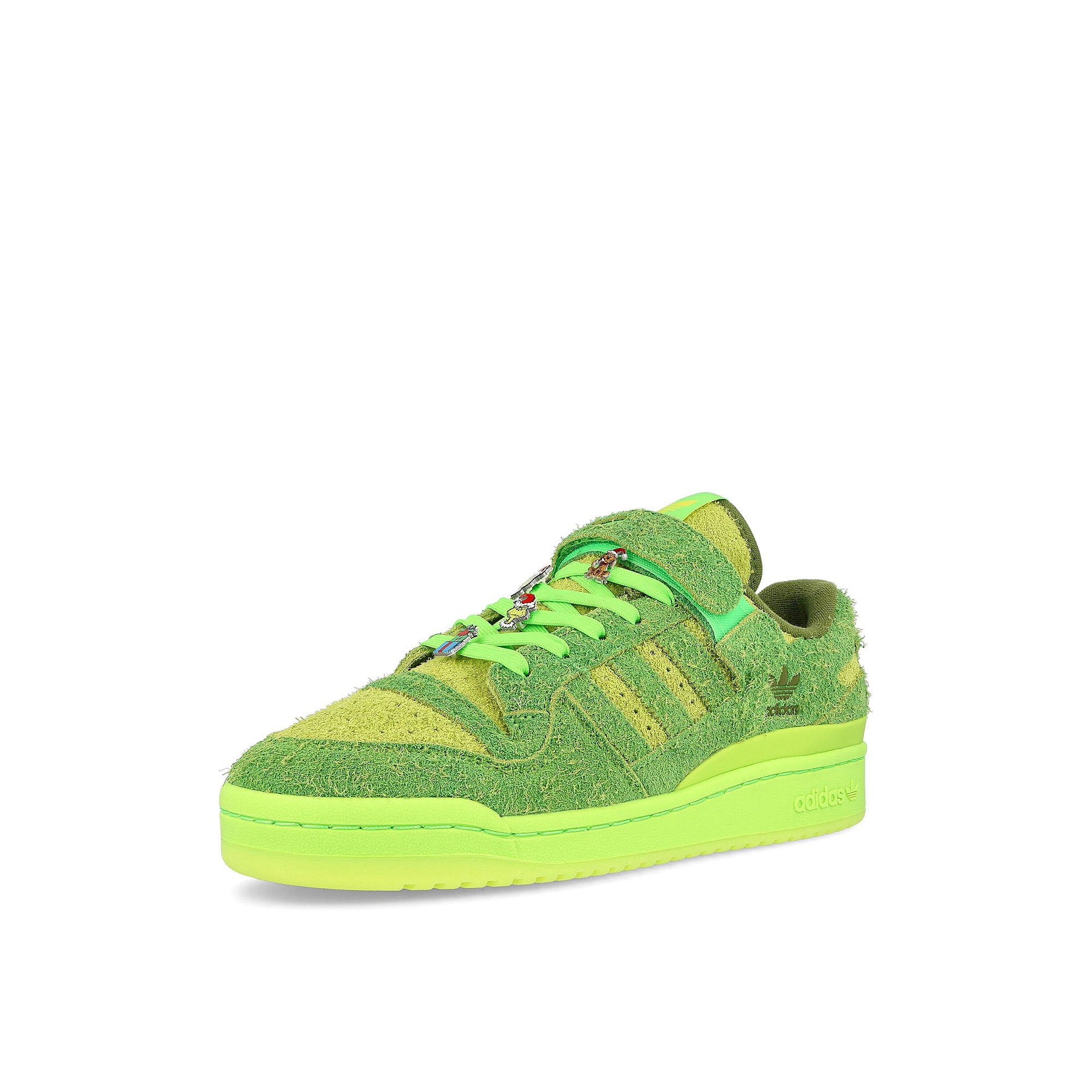 adidas Forum Low Classic Junior The Grinch Supplier Colour-Solar Green-Red Sneakers Close Up | Overkill