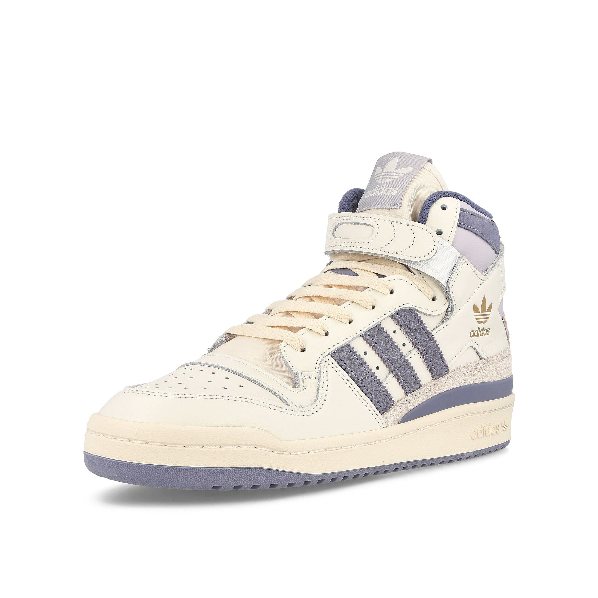 adidas Forum 84 Hi White-Silver - Violet Sneakers Close Up | Overkill