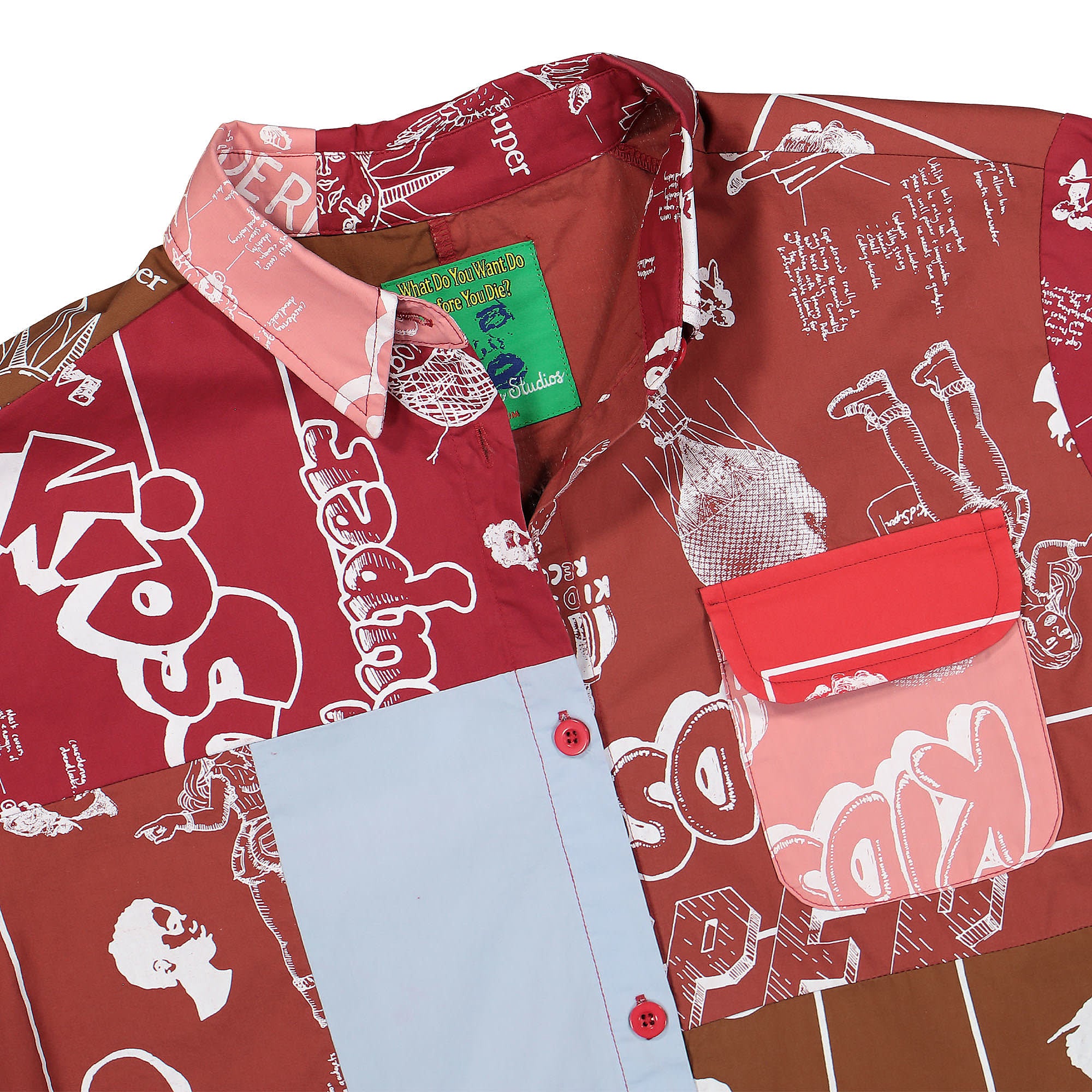 Kidsuper Studios Super Patchwork Jacket Red Jackets Close-up | Overkill