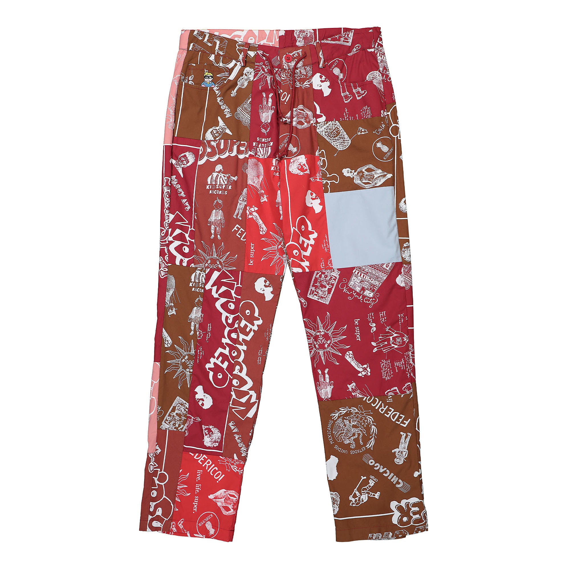 Kidsuper Studios Super Patchwork Trouser Red Casual Pants KSPS01-060 | Overkill