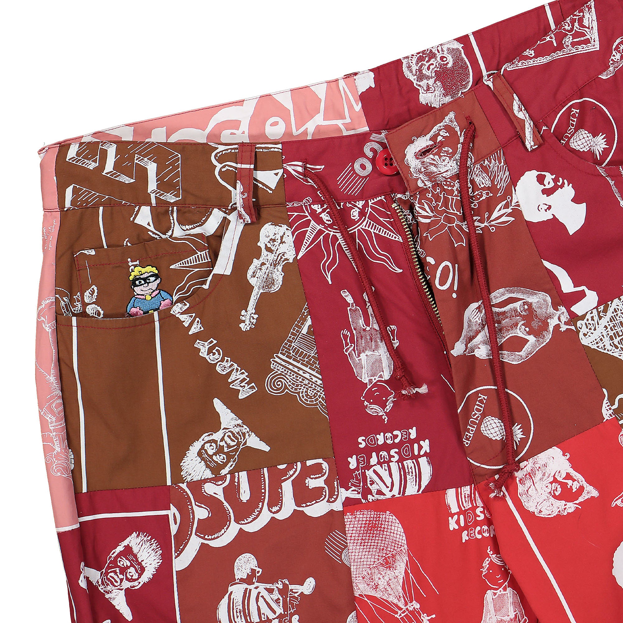 Kidsuper Studios Super Patchwork Trouser Red Casual Pants Detailfoto | Overkill