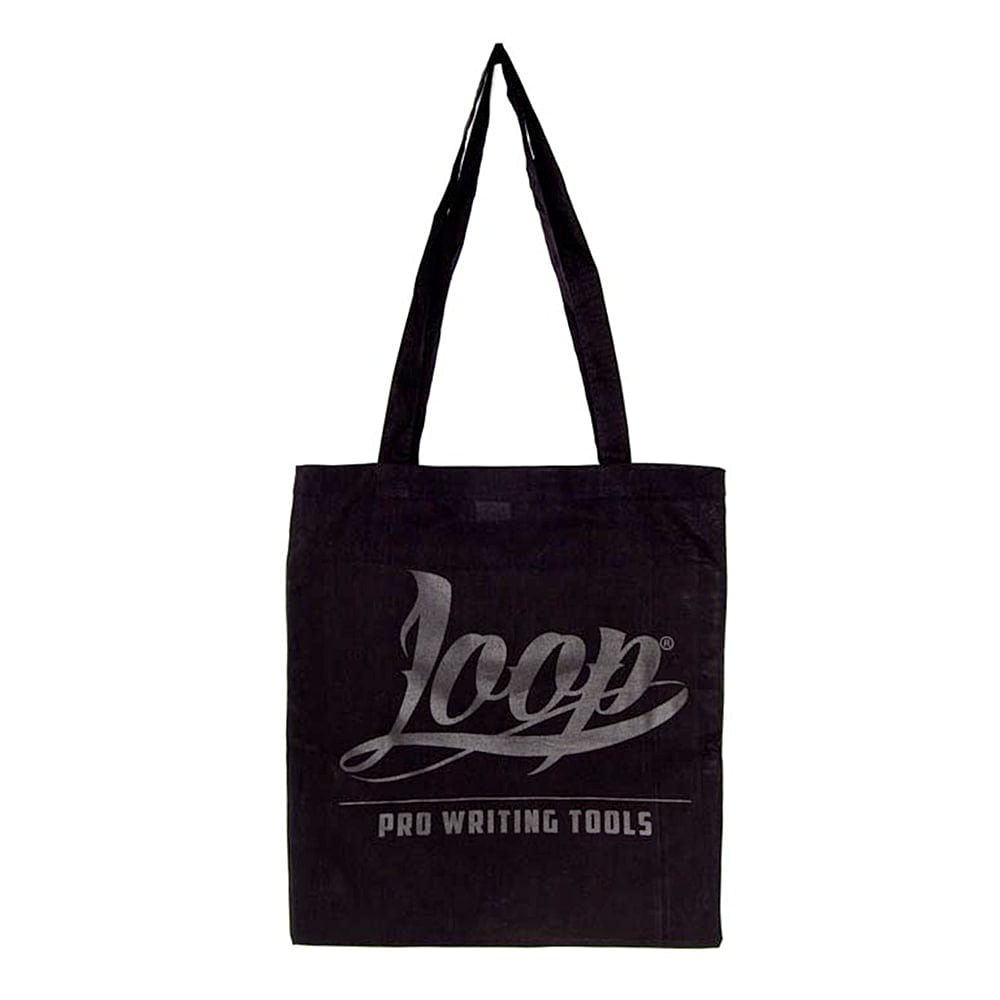 Loop Logo Tote Bag Black / Black Tote Bags & Shoppers LP-TB-BLK | Overkill