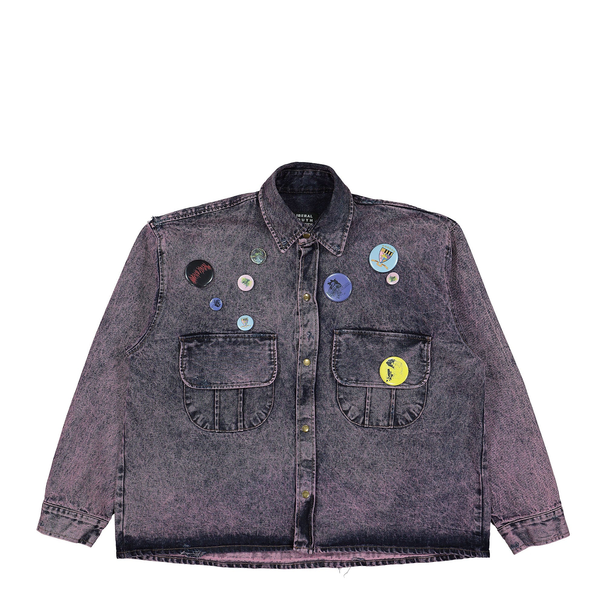 Liberal Youth Ministry Acid Washed Woven Denim Shirt Purple Shirts LYM01J101 | Overkill